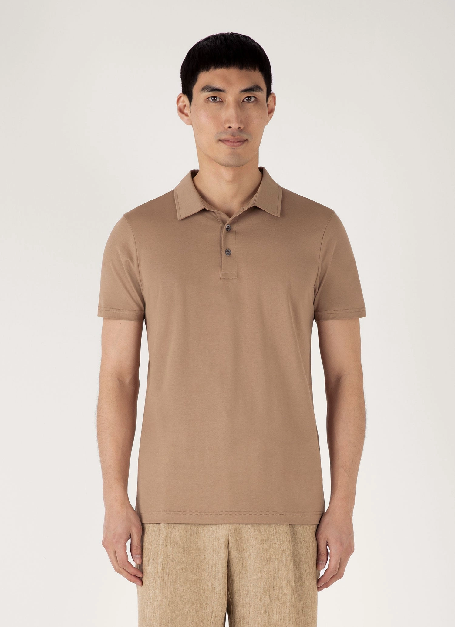 Modern Look NoChafe Collar Lining Men's Classic Jersey Polo Shirt in Dune
