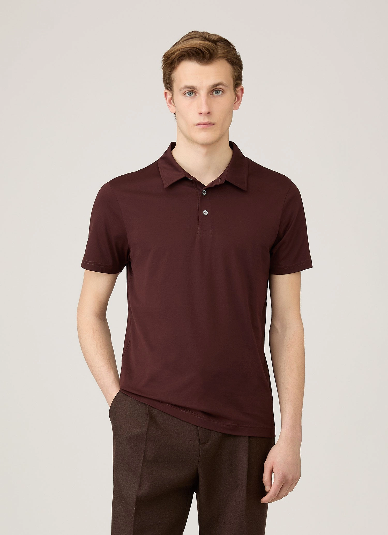 Men's Classic Jersey Polo Shirt in Bakelite Tailored Silhouette Timeless Fit