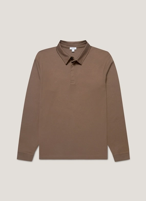Comfy Look Men's Heavyweight Rugby Polo Shirt in Bark Men's Heavyweight Rugby Polo Shirt in Bark Casual Wear Cozy Top