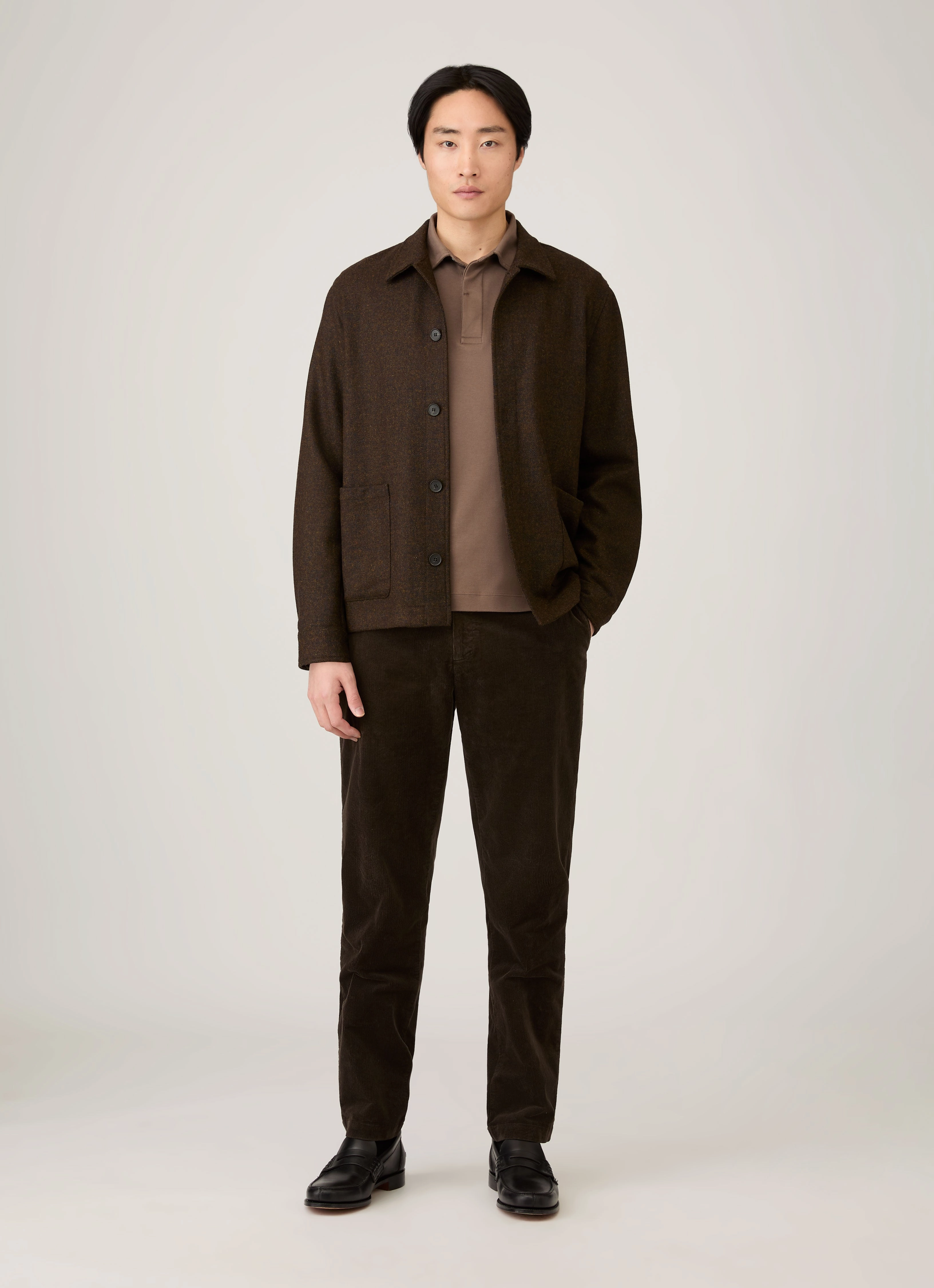 Comfortable apparel Men's Heavyweight Rugby Polo Shirt in Bark