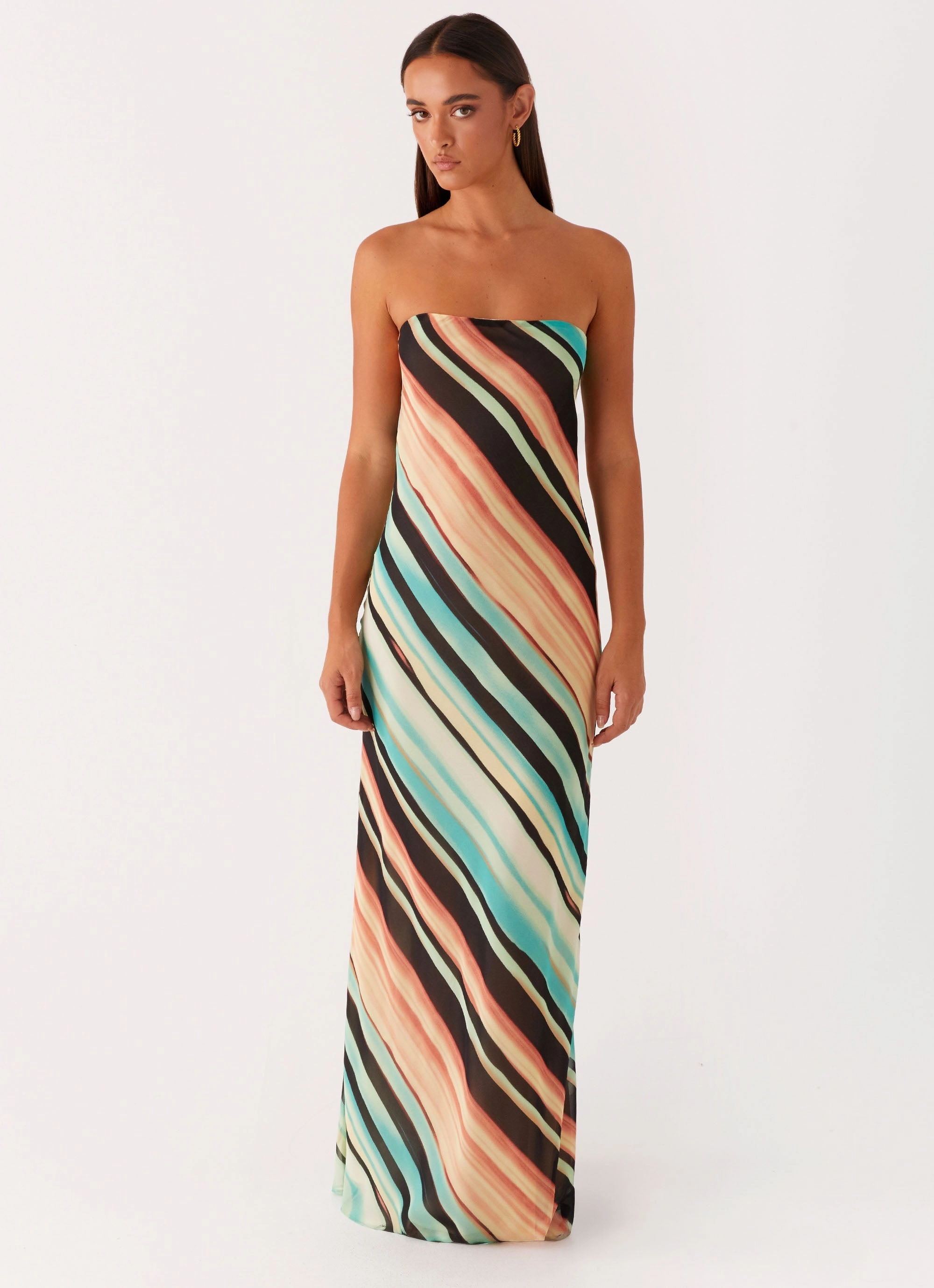 Sophisticated Waist Minimalist Waist Como Maxi Dress - Stripe