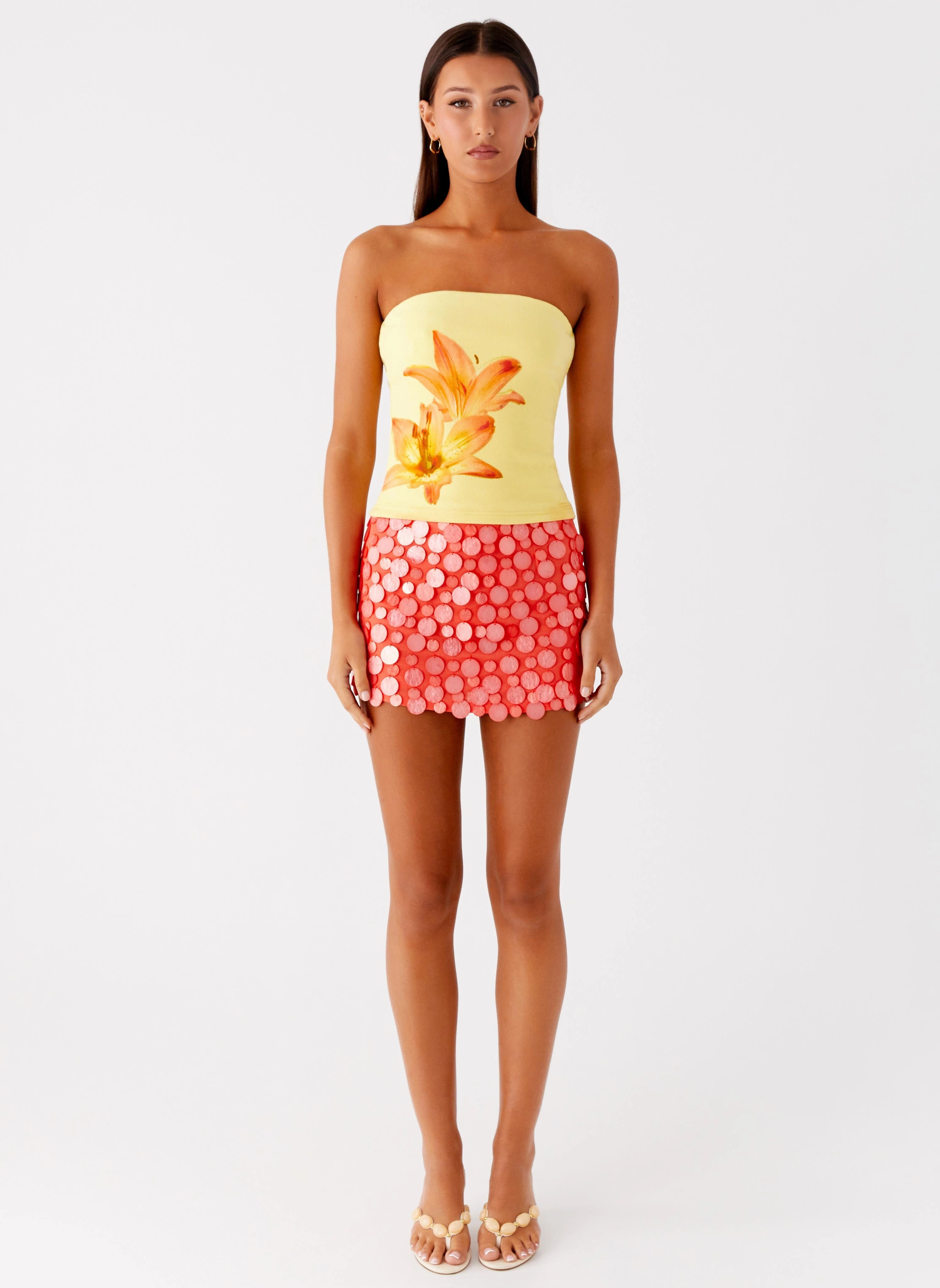 Danta Strapless Top - Yellow No Iron Fabric