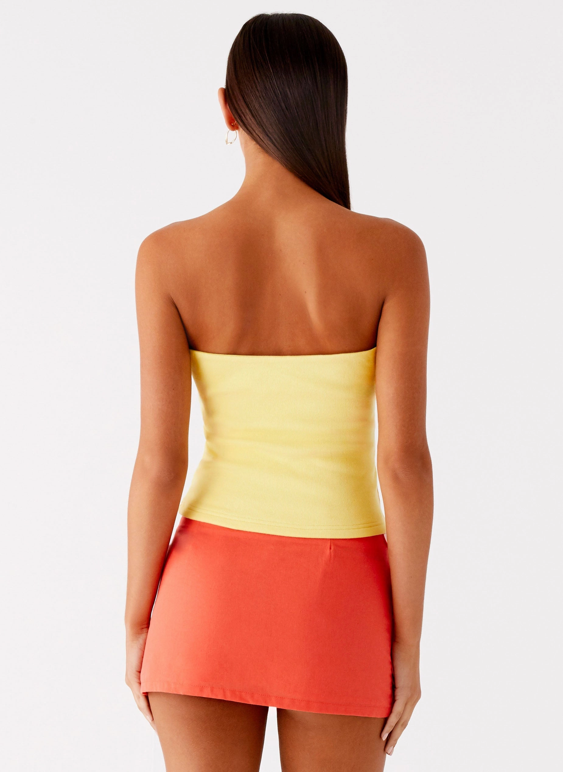 Minimalist Silhouette Danta Strapless Top - Yellow