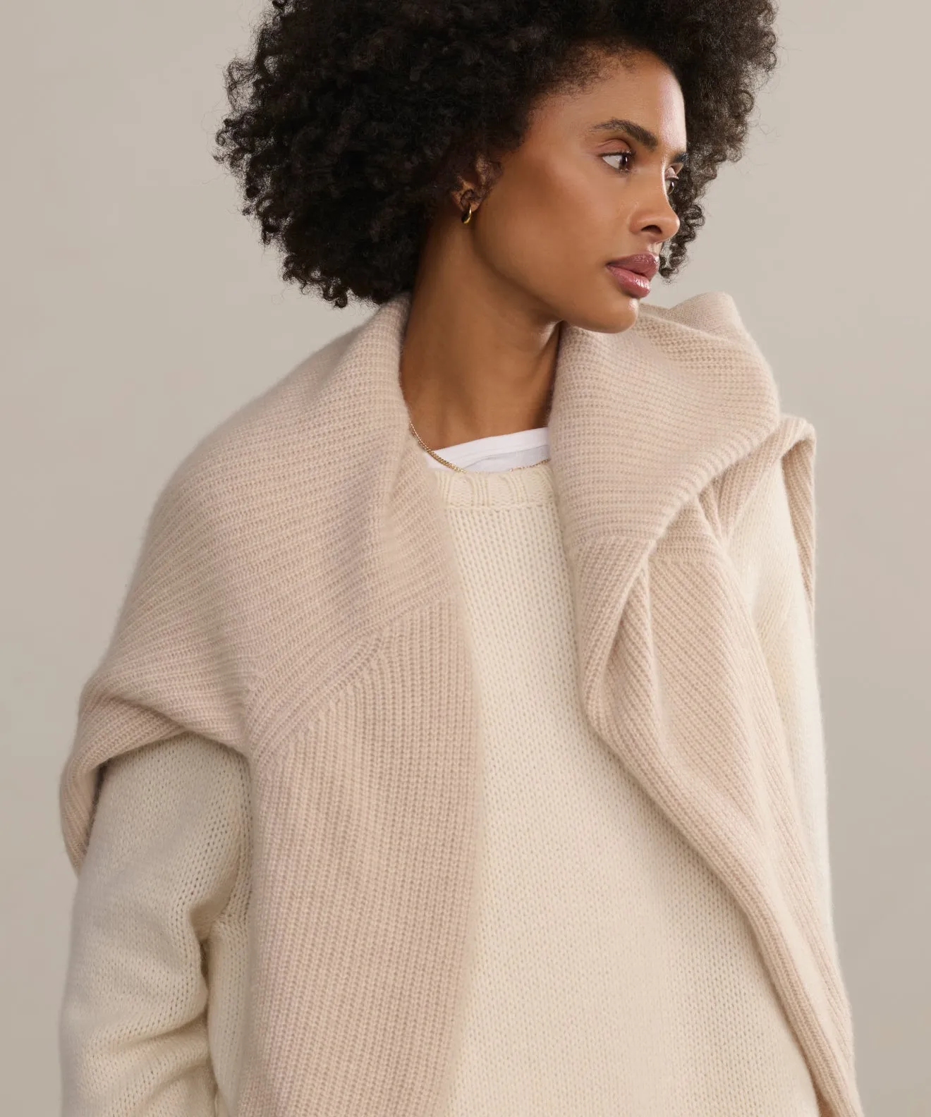 Mesh Lining Cashmere Amelia Crewneck