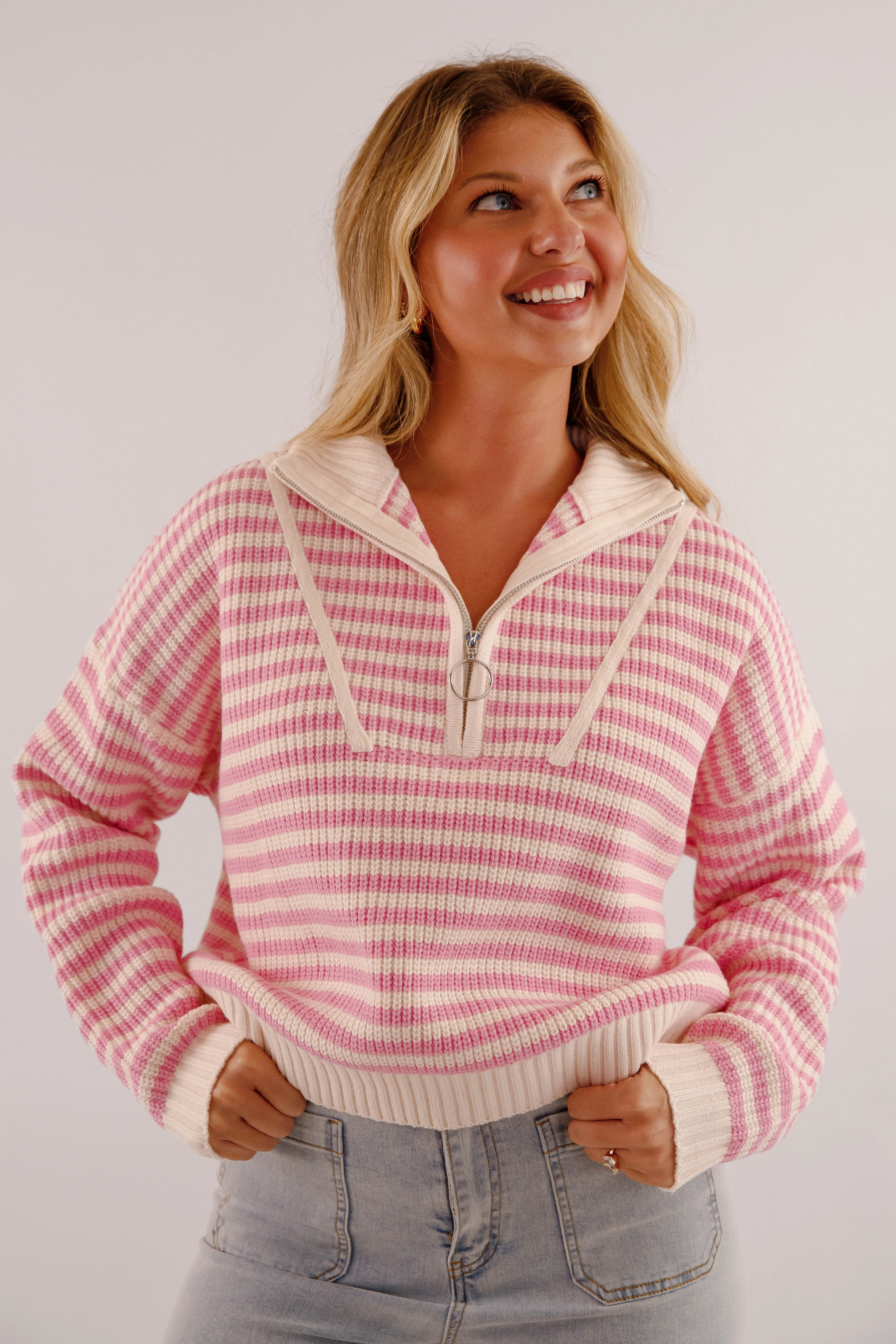 Giving Compliments Pullover Sweater-Pink Professional Look Contoured Armhole Design
