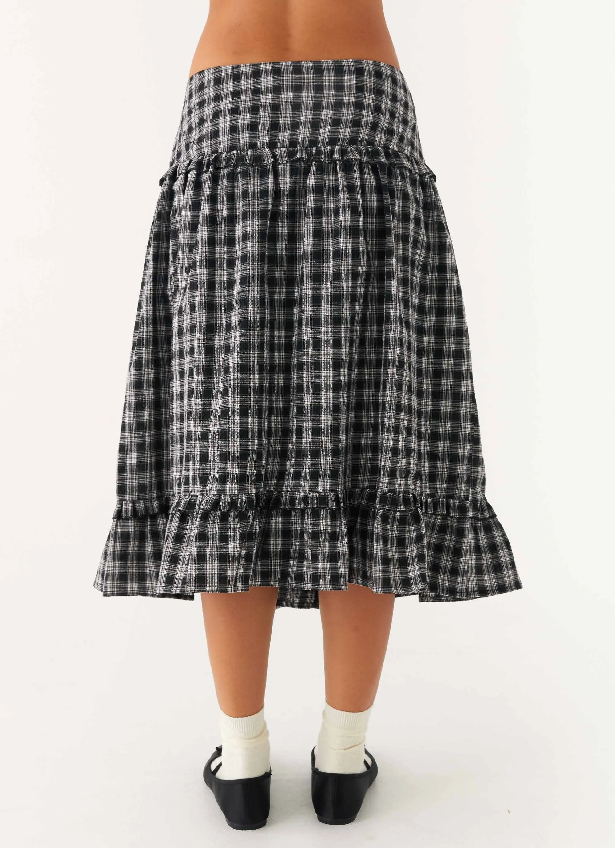 Laura Midi Skirt - White Black Check ArticulatedJoints