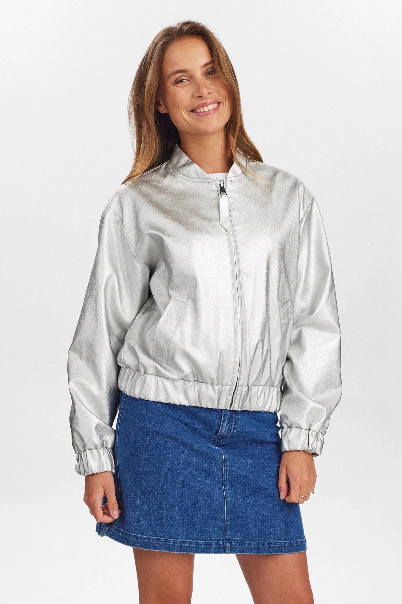 NUELLANORA METALLIC JACKET - Silver Hypoallergenic Lining Light Reflectivity Trim