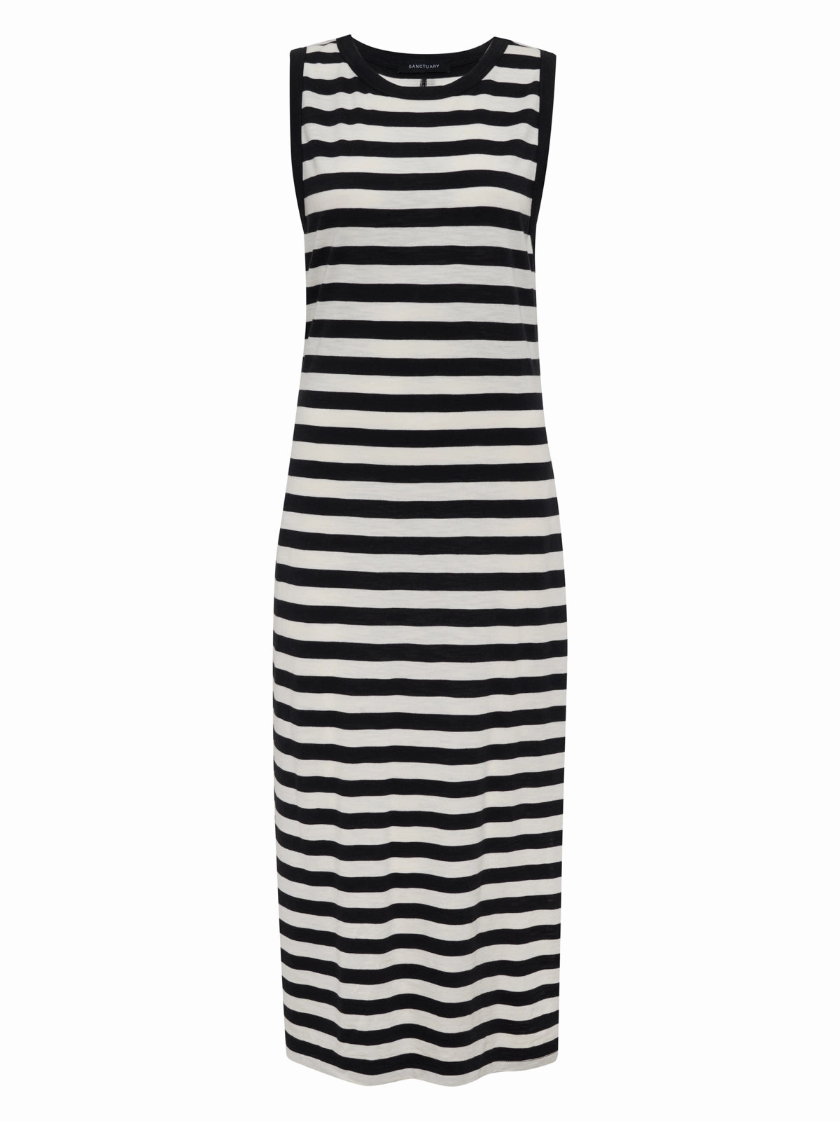 Neutral Tones Layered Comfort Contrast Trim Maxi Dress Black Macrame Stripe