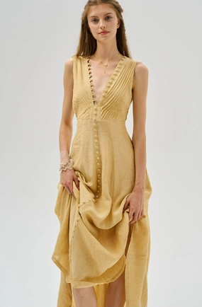 Convertible Detailing Rebecca 18 | Pleated Maxi Linen Dress Rebecca 18 | Pleated Maxi Linen Dress Fashion Trend