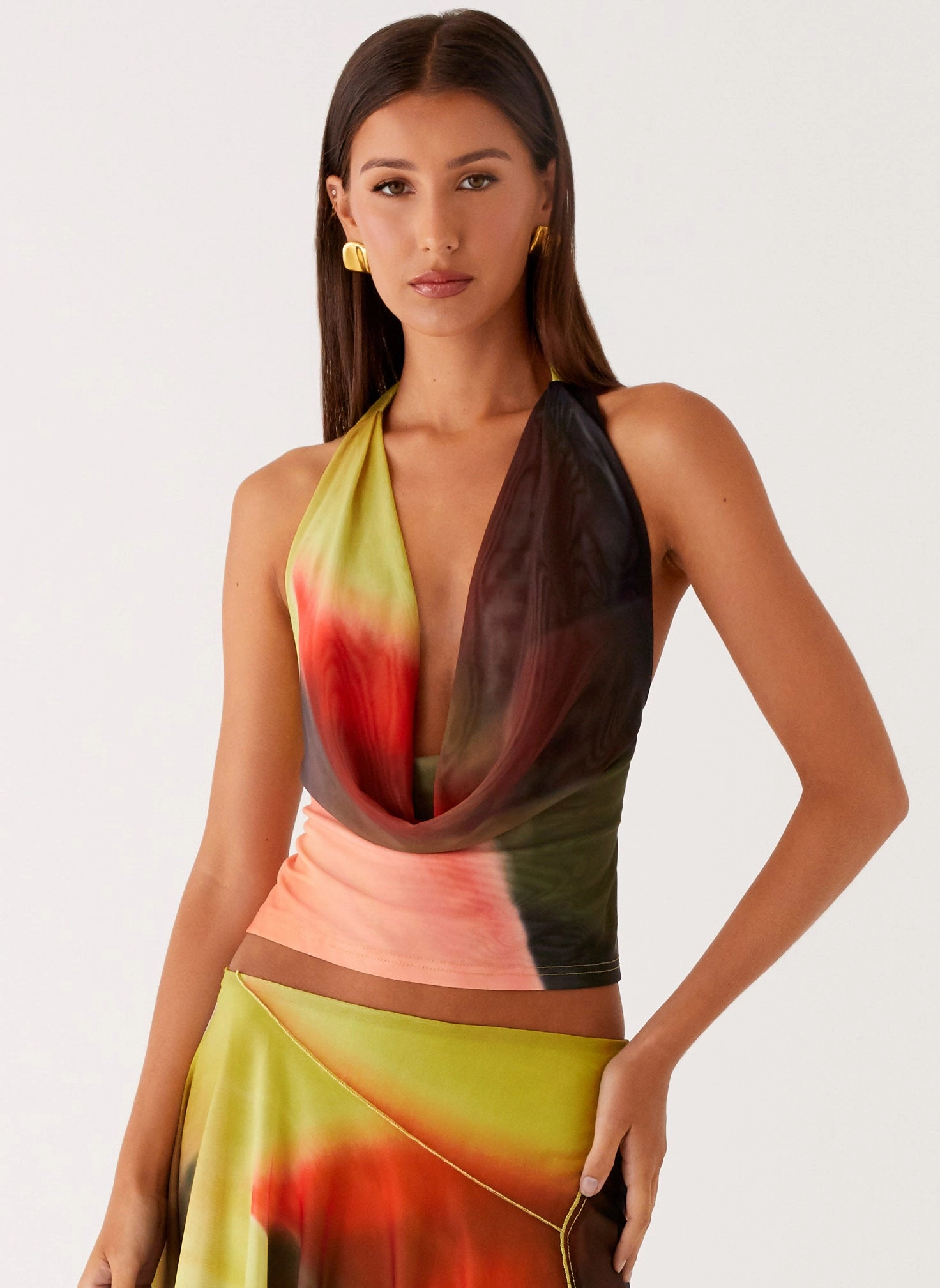 Soft Blended Fabric SoftFeel Fabric Lustra Cowl Top - Moody Floral