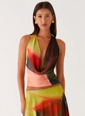 ConvertibleCollar Lustra Cowl Top - Moody Floral NonChafingTrim Lustra Cowl Top - Moody Floral