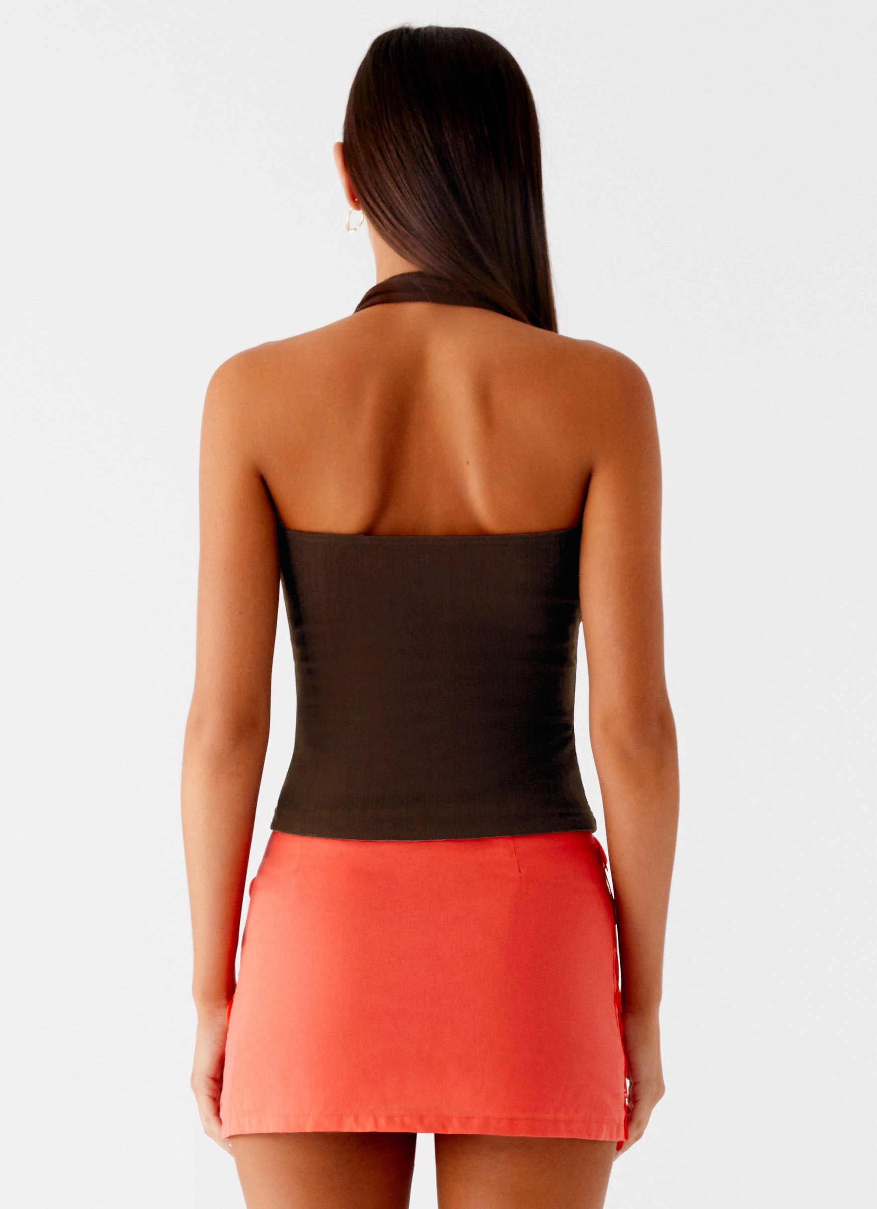 Nera Halter Top - Chocolate Airflow Mesh Lining