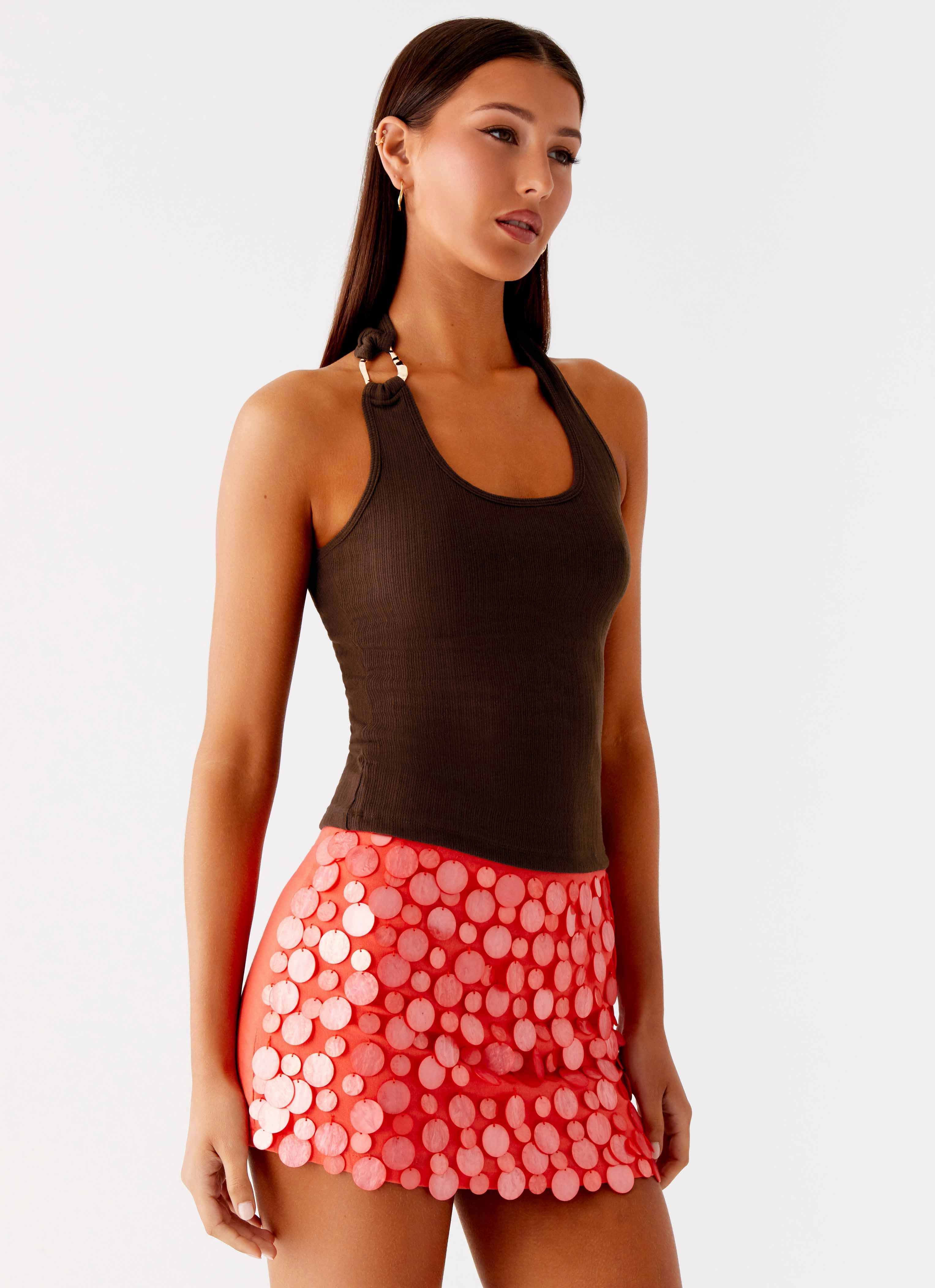 Stylish Jacket Nera Halter Top - Chocolate
