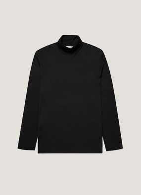 Cool and Chic Men's Roll Neck Heavyweight T-shirt in Black Men's Roll Neck Heavyweight T-shirt in Black Fashionable Piece