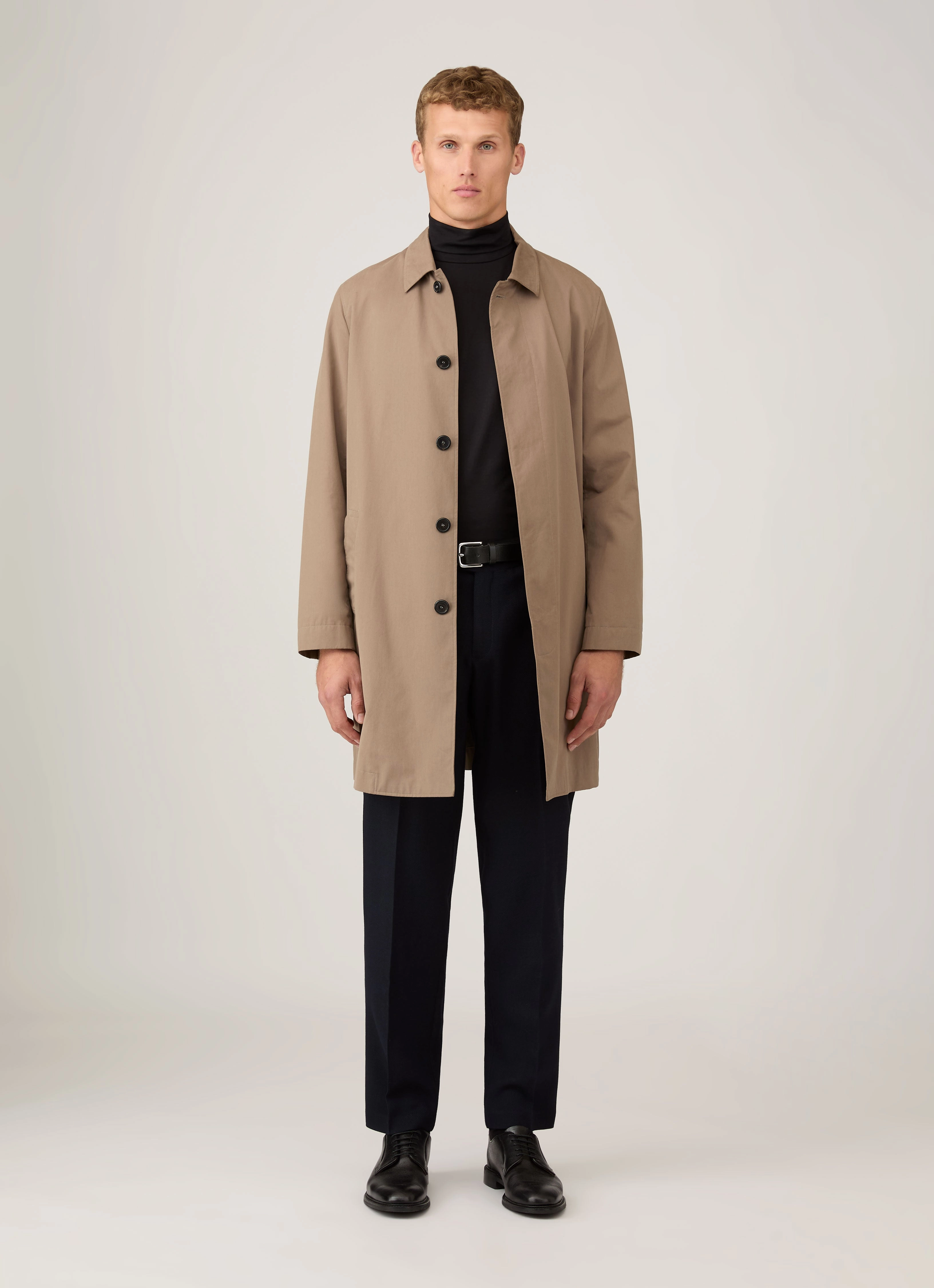 Men's Roll Neck Heavyweight T-shirt in Black Urban Fashion Look Relaxed Vibes