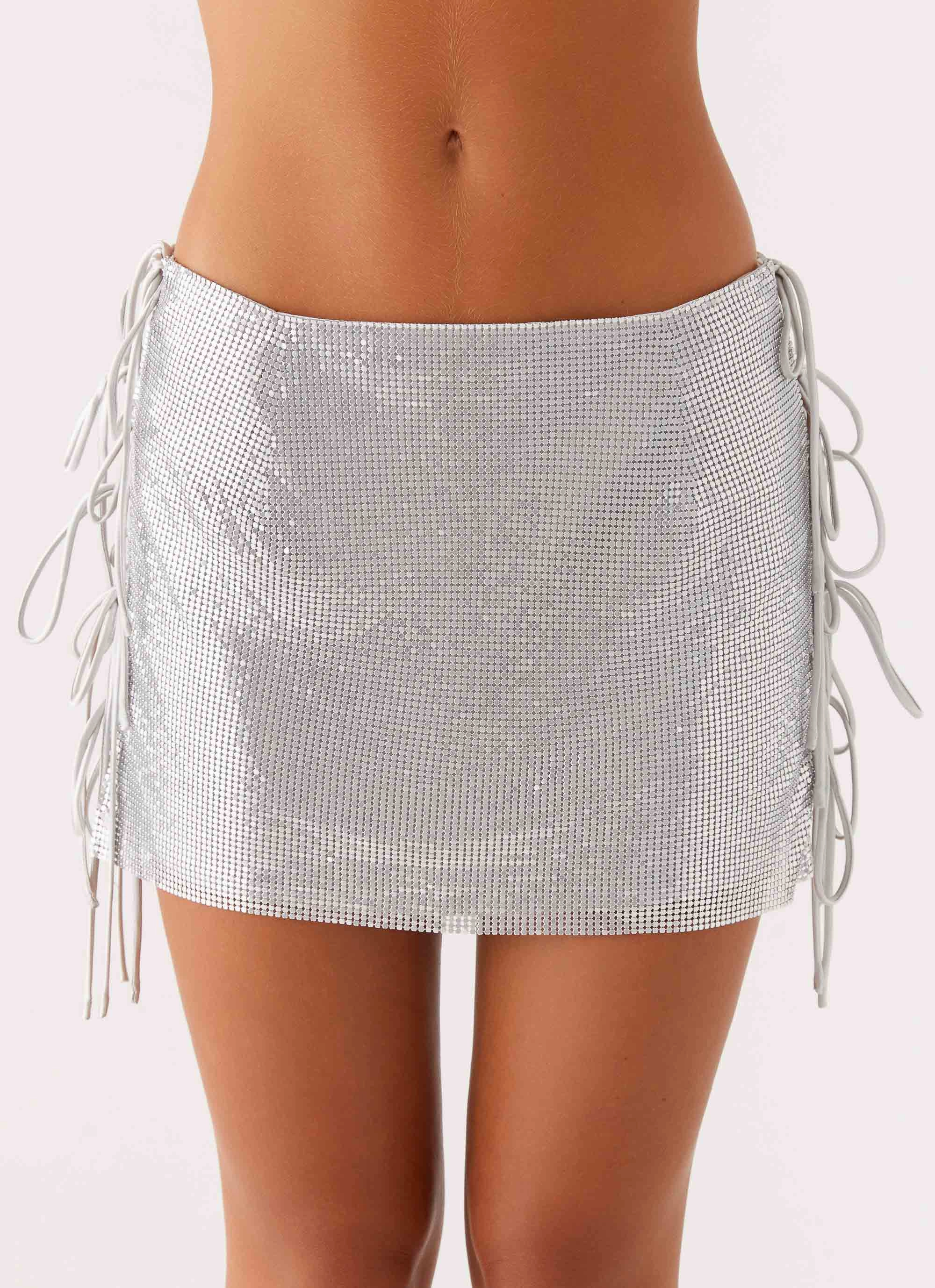 Lightweight Fit Tough Flex Popstar Glomesh Mini Skirt - Silver