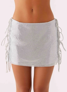 Cool Layer Popstar Glomesh Mini Skirt - Silver Lightweight Fit Tough Flex Popstar Glomesh Mini Skirt - Silver
