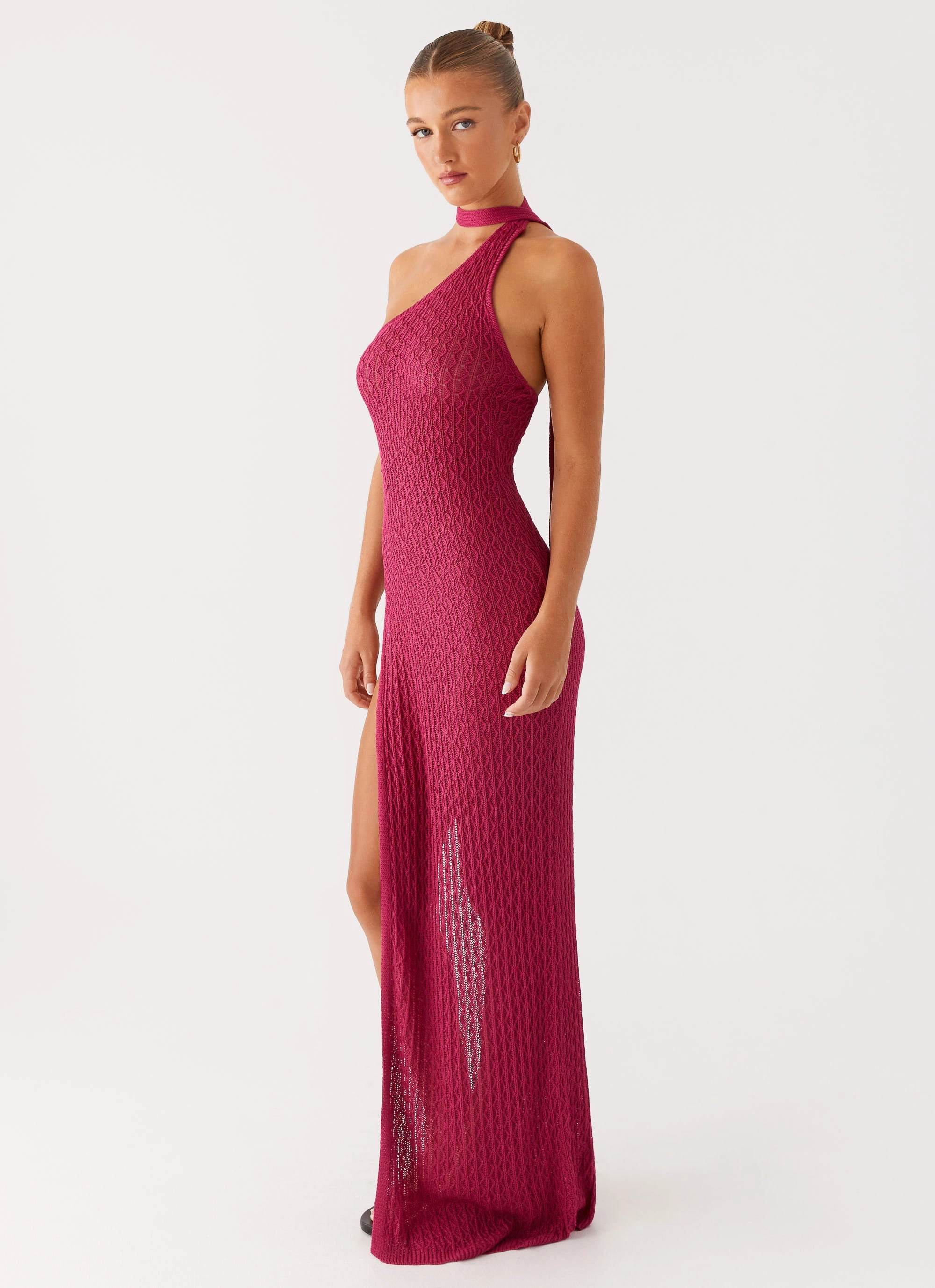Carryn Knit Maxi Dress - Hot Pink Easy Pretty Layered Design