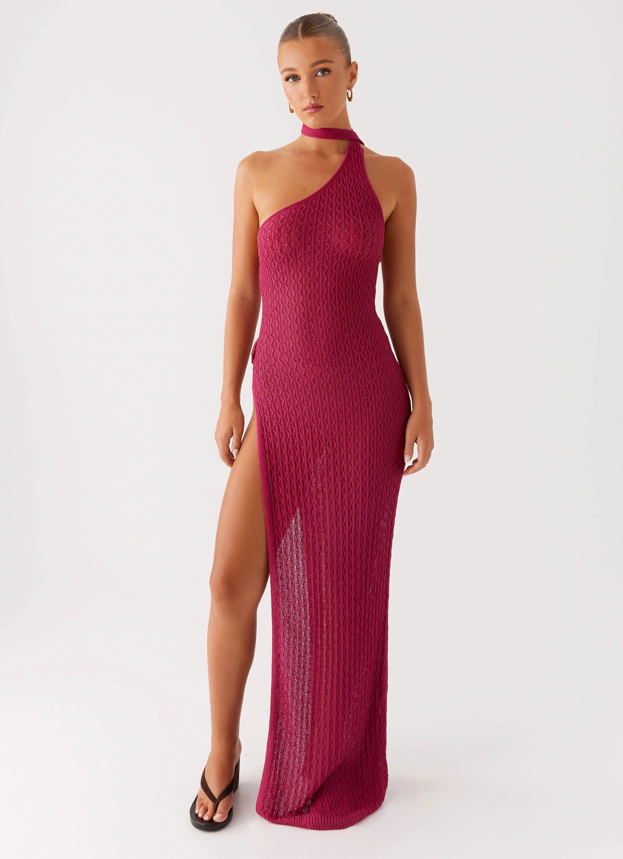 Carryn Knit Maxi Dress - Hot Pink Classy Look Chic Comfort