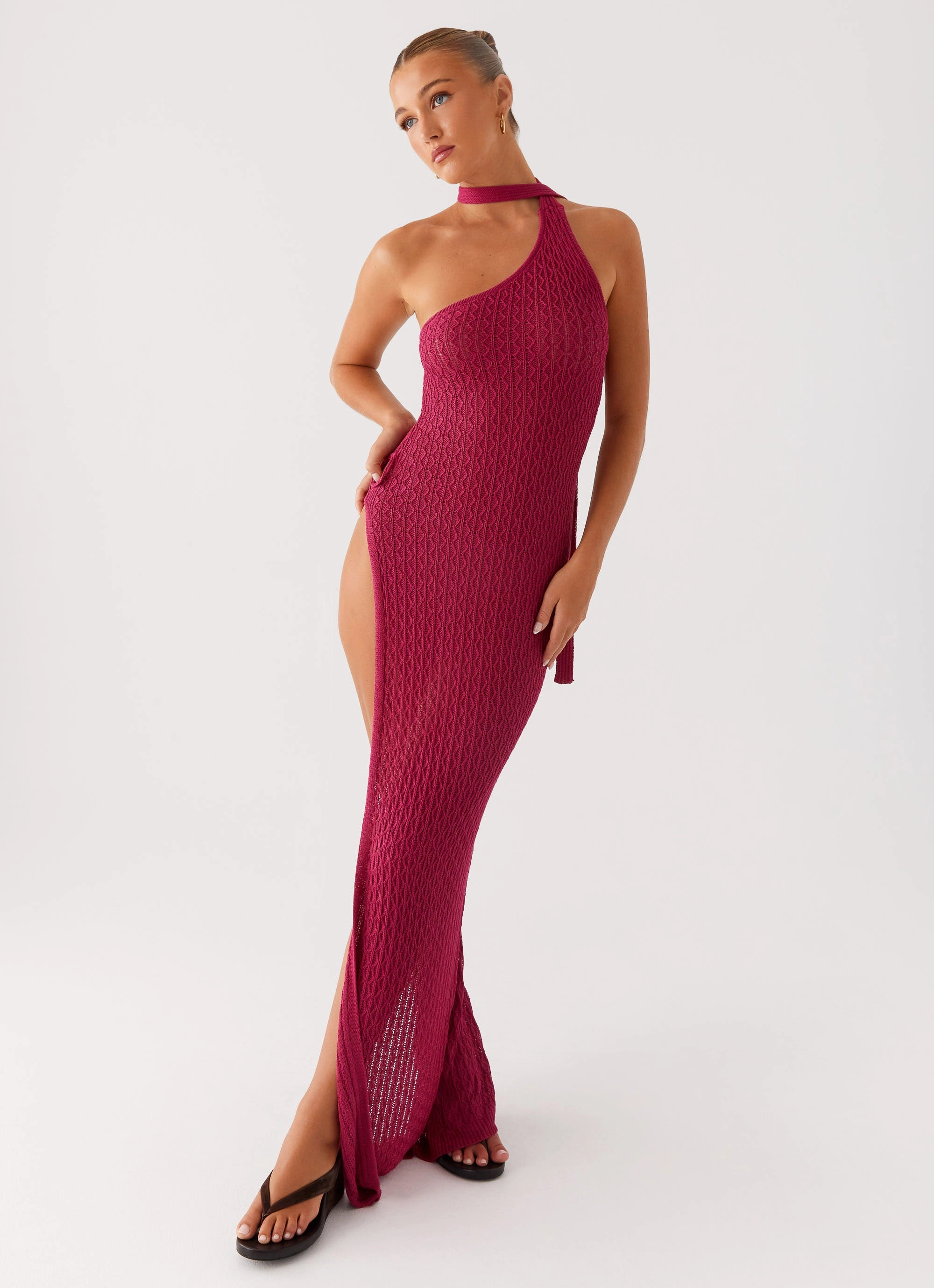 Carryn Knit Maxi Dress - Hot Pink Elegant Simplicity