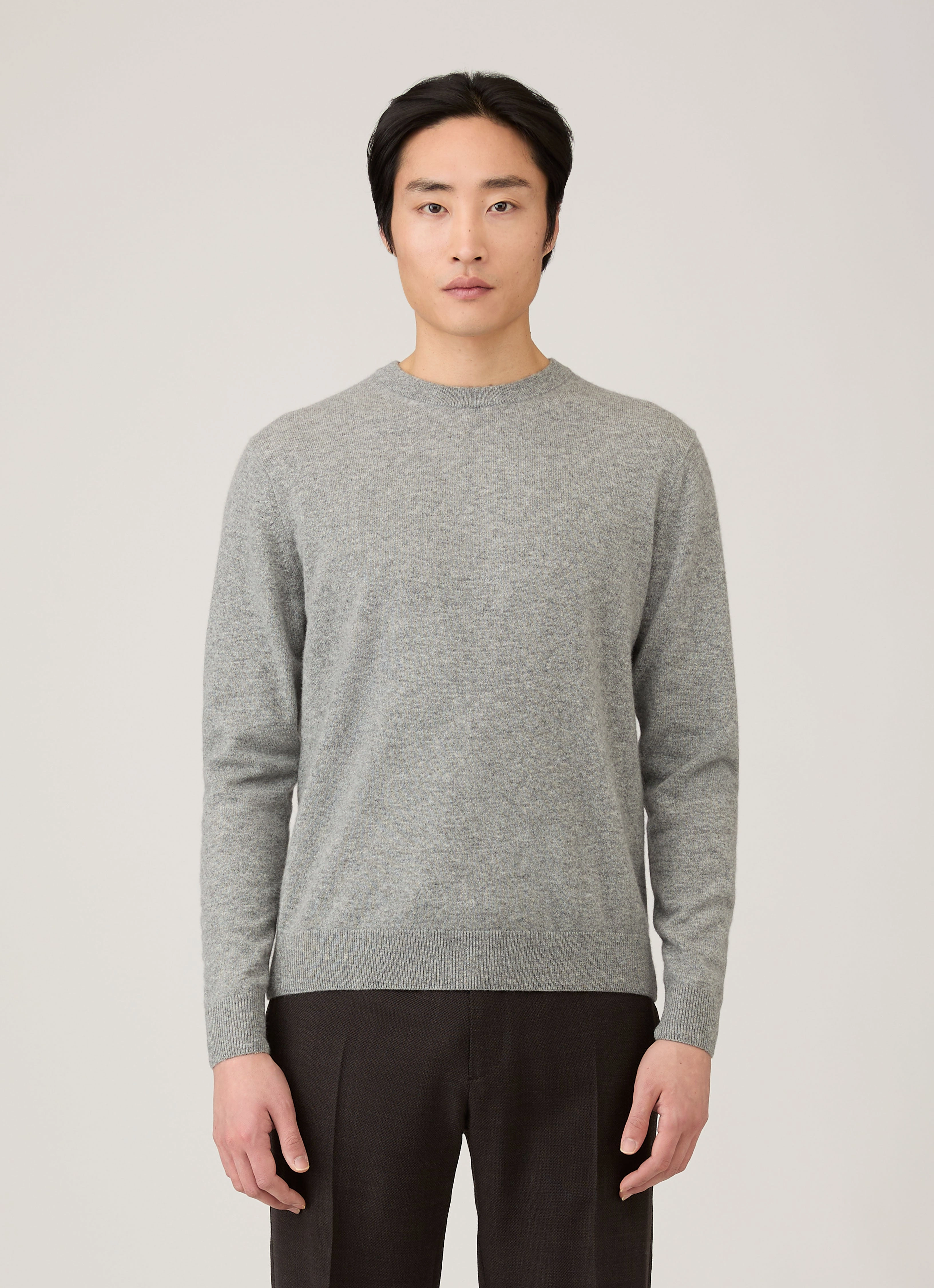 Men's Cashmere Crew Neck Jumper in Grey Melange Mood Wear All-Day Use