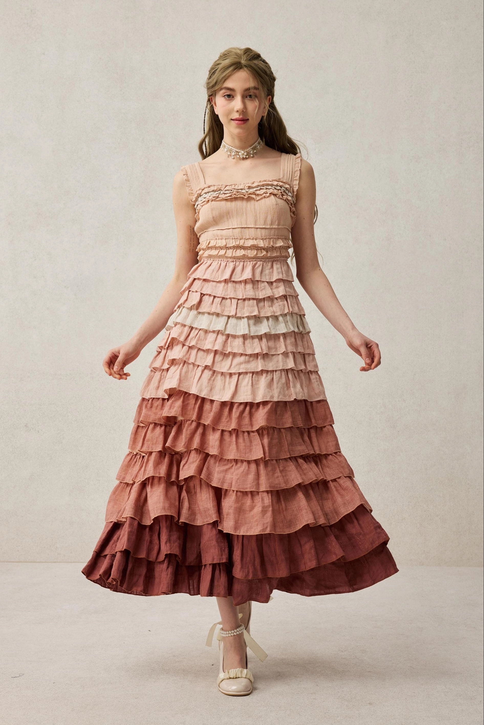 Petals 22 | Dreamy gradient Linen Dress Abrasion Resistant Shell Flexible Fiber Fill