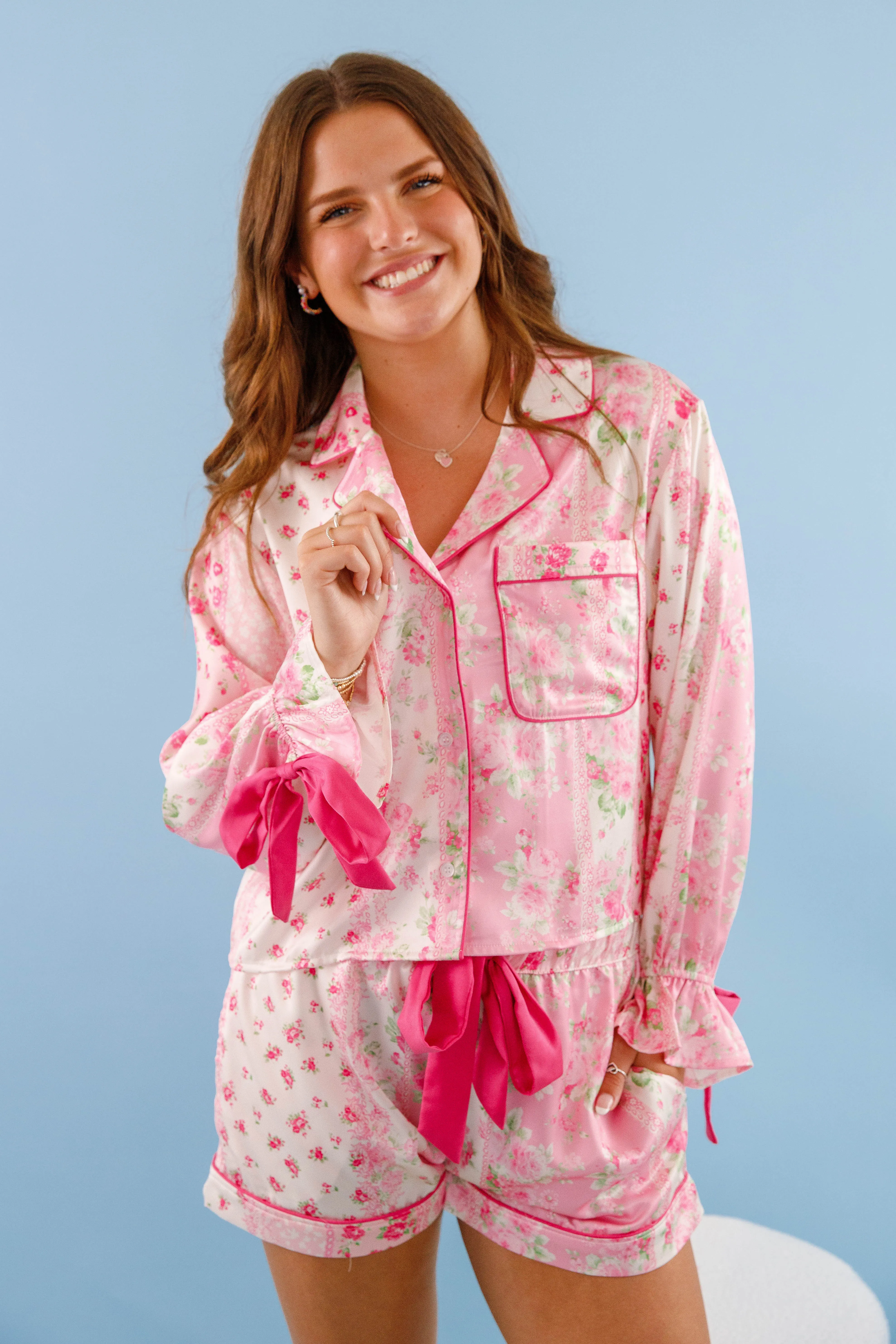 SoftLining DroppedShoulder Rose Garden Dreaming Pajama Top