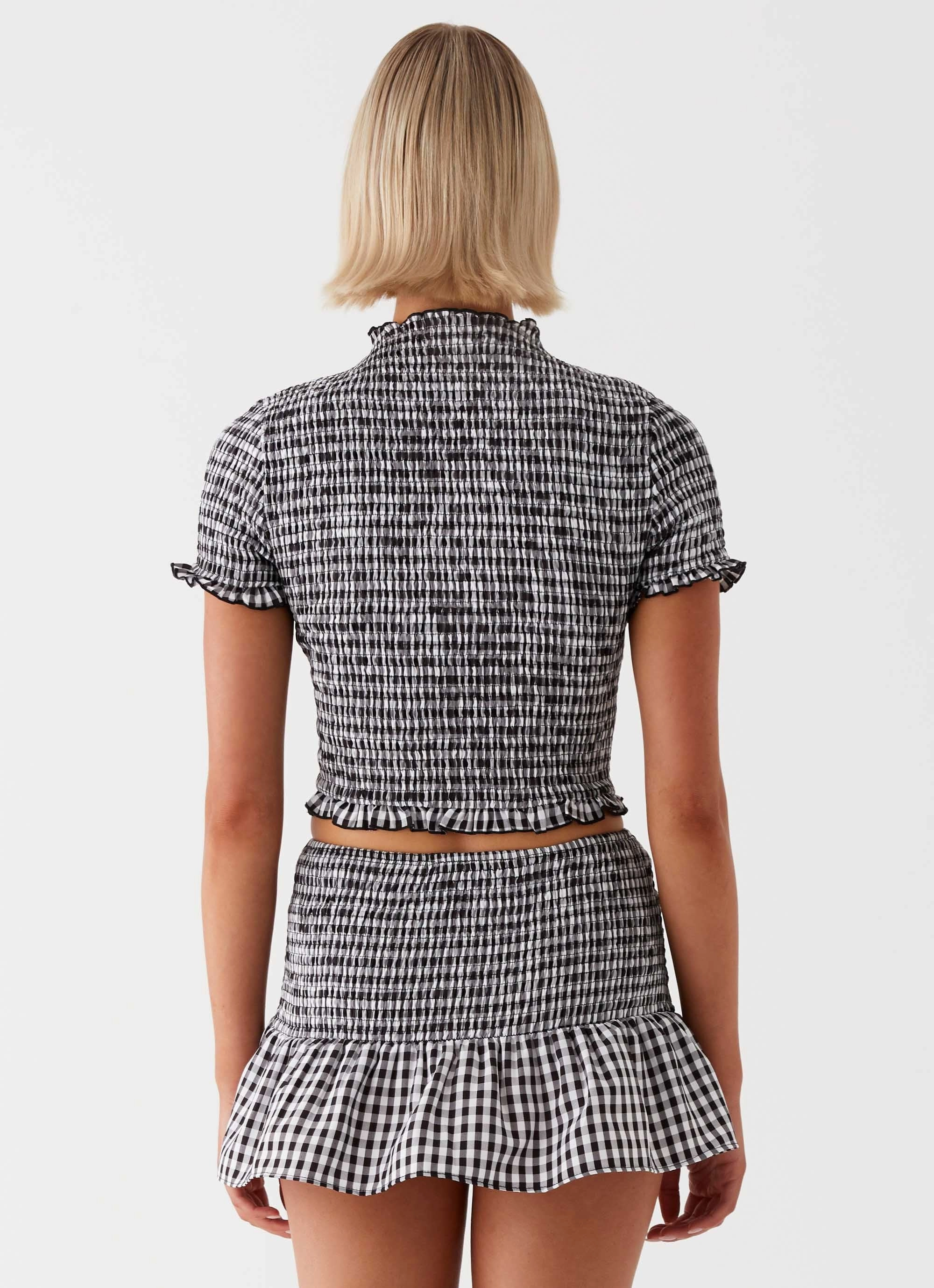 Sweetest Pie T-Shirt - Black Gingham HighElasticity Shape Retention Fabric