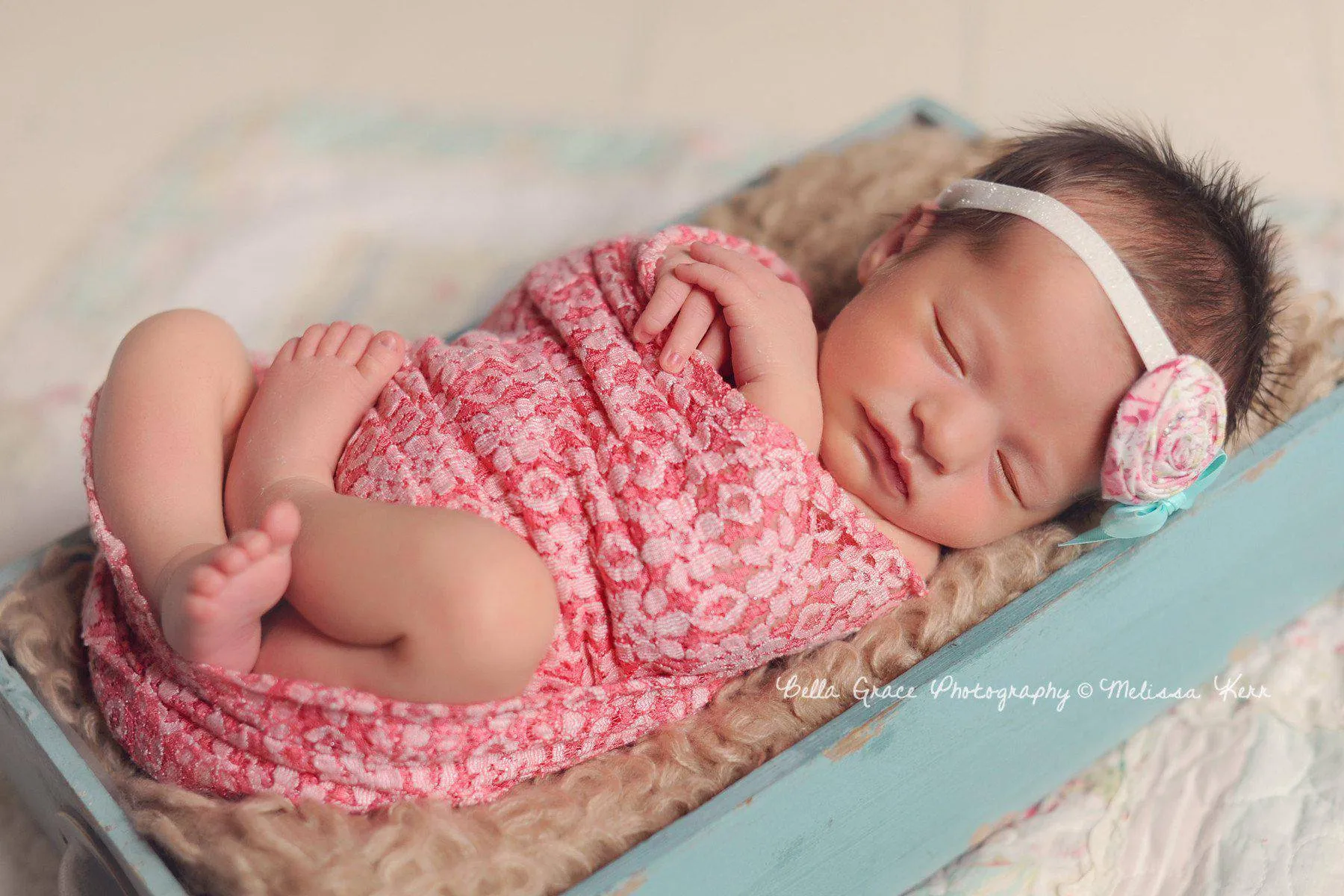 Coral and Cream Stretch Lace Wrap