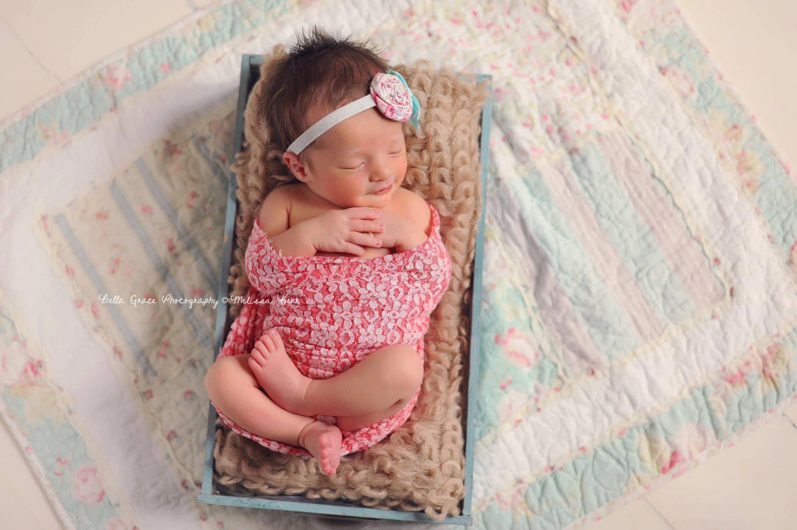 Coral and Cream Stretch Lace Wrap