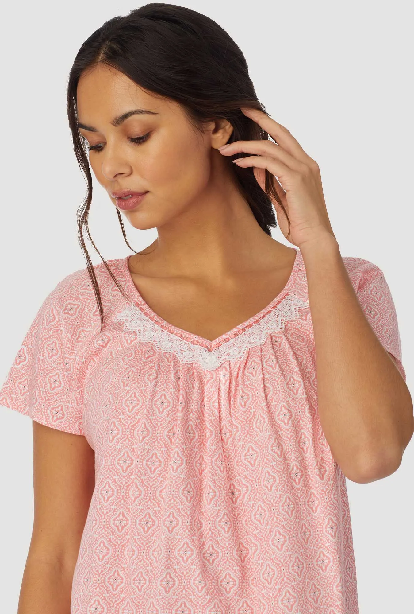 Coral Geo Cap Sleeve Shortie PJ Set