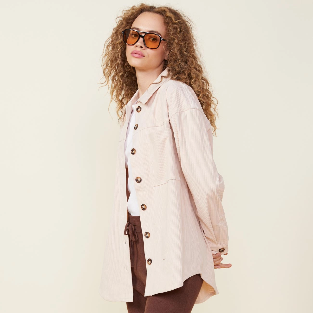 Corduroy Shacket Moisture Management Fabric Luxurious Feel