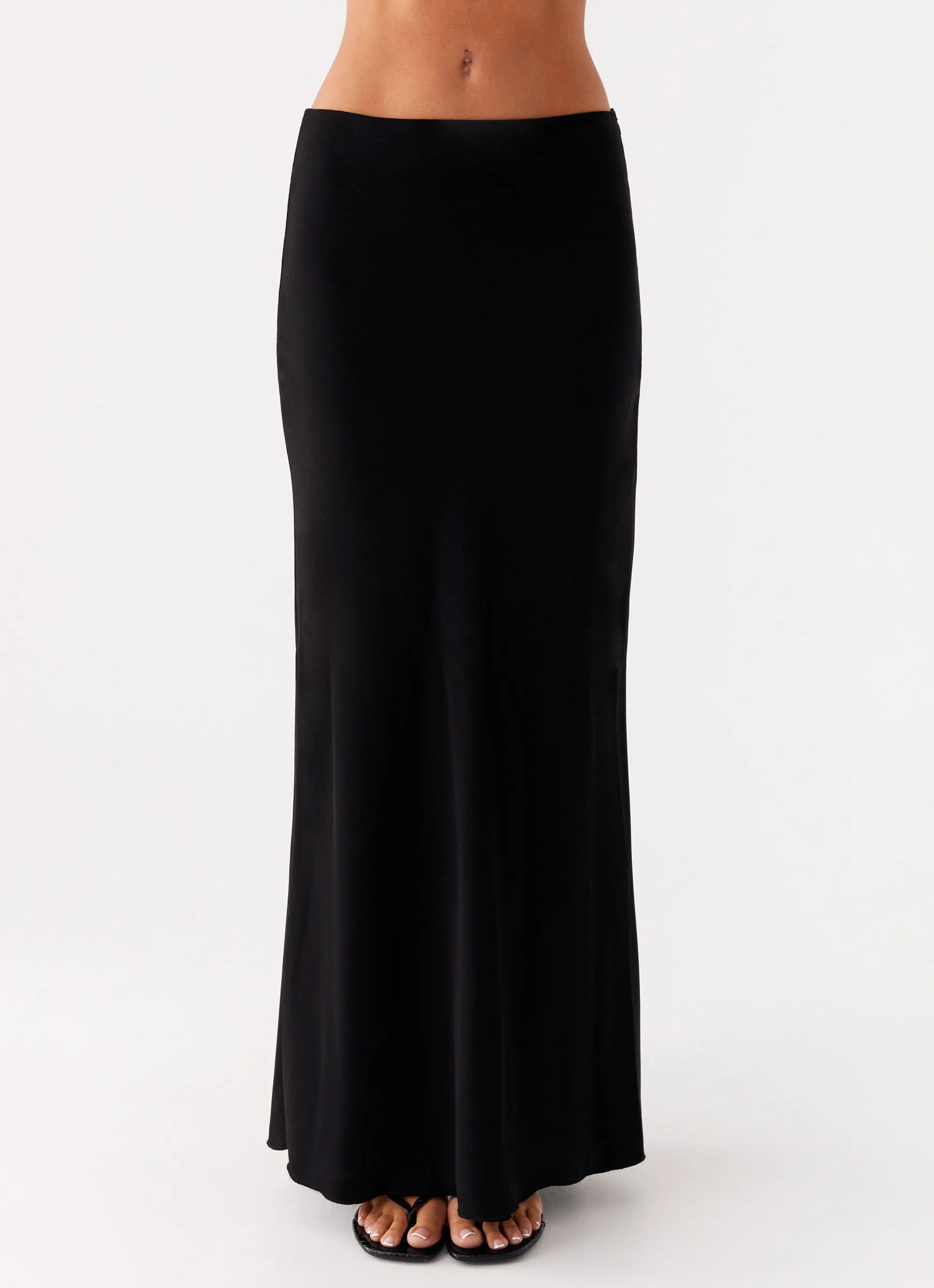 Michaella Chiffon Maxi Skirt - Black hypoallergenic Softened Hem