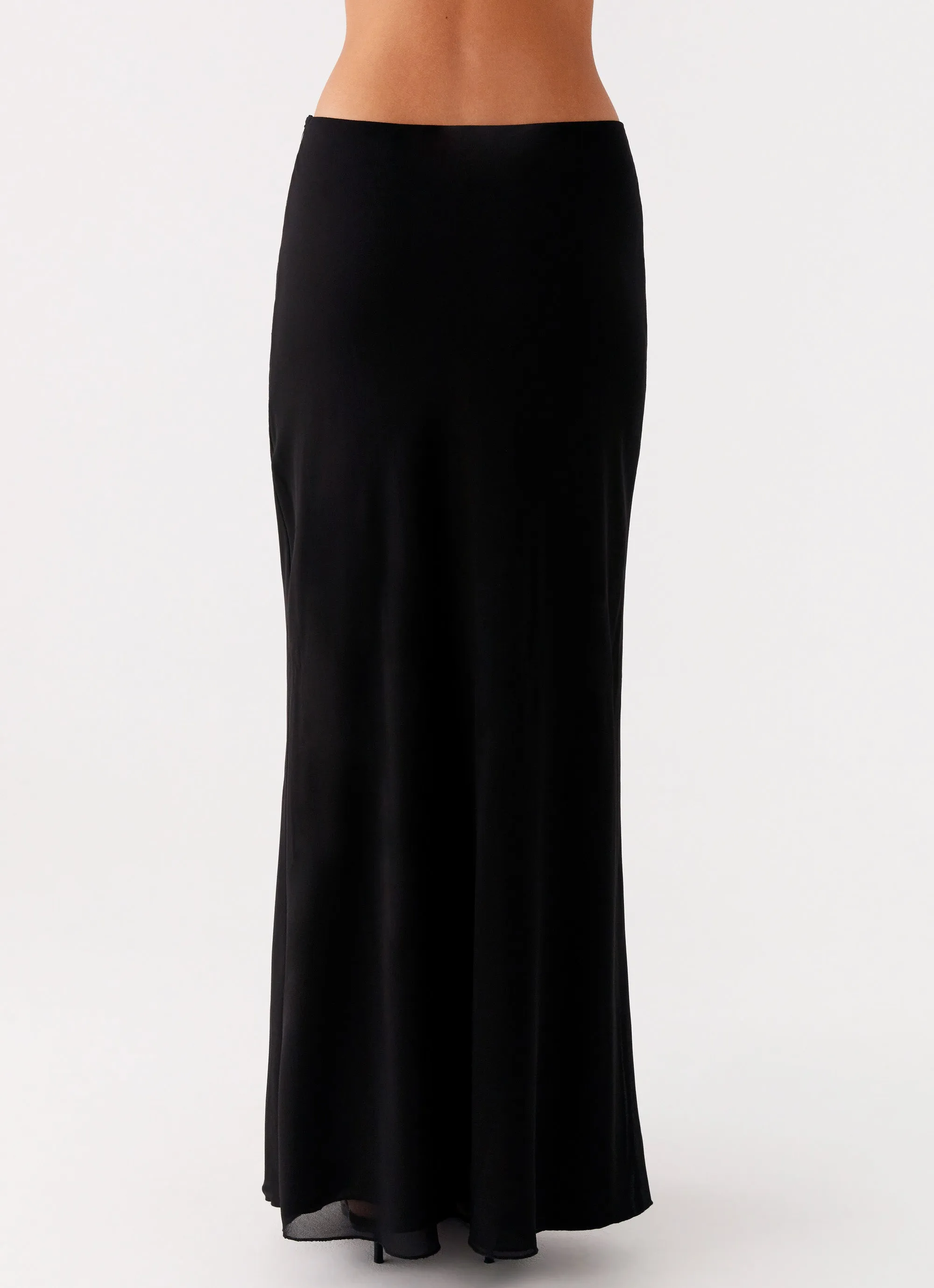 Slip Resistant Michaella Chiffon Maxi Skirt - Black