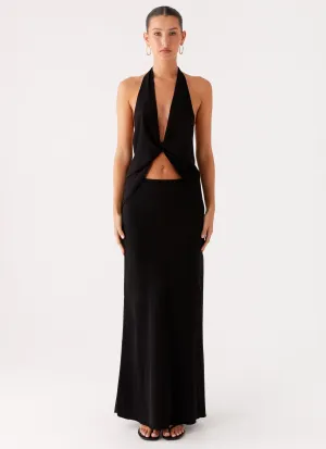 Core Flex Michaella Chiffon Maxi Skirt - Black Flex Wear Elasticized Cuffs Michaella Chiffon Maxi Skirt - Black