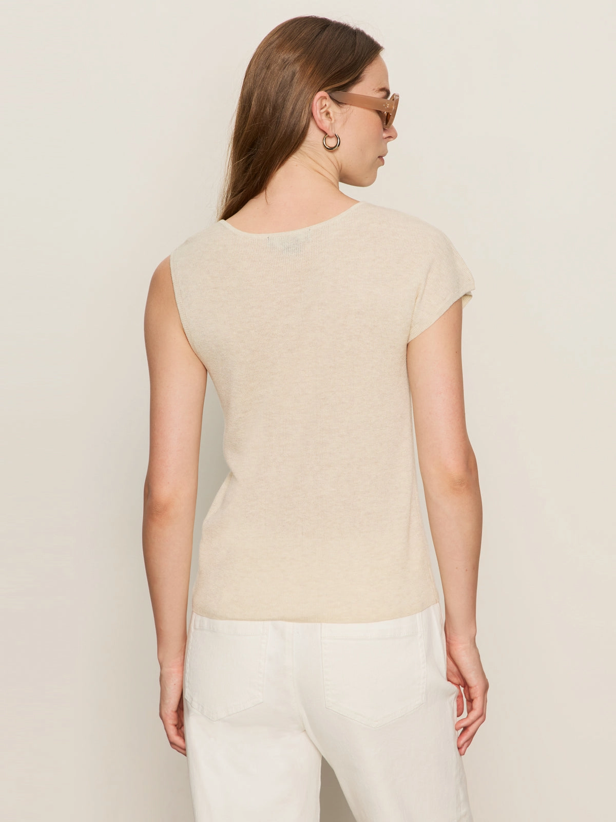 NonIrritating Seams Warm Fabric Shoulder Twist Top Heather Pearl