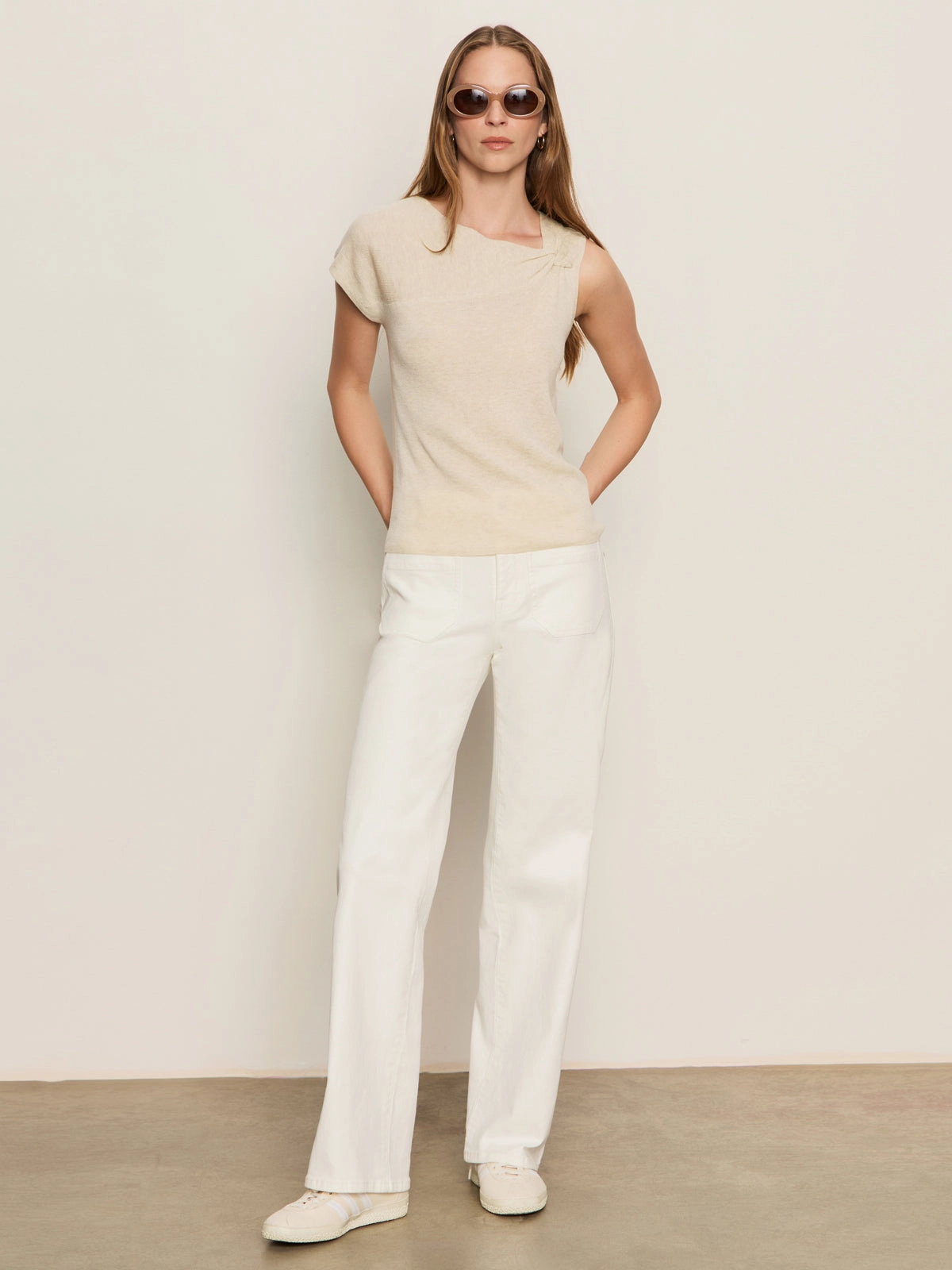 Shoulder Twist Top Heather Pearl Modern Basic