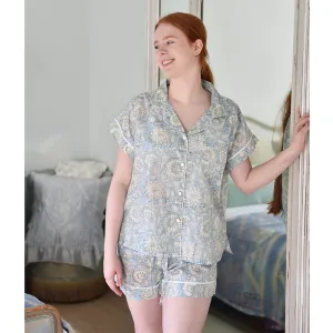 Cornflower Blue Floral Short Pajamas - Powell Craft