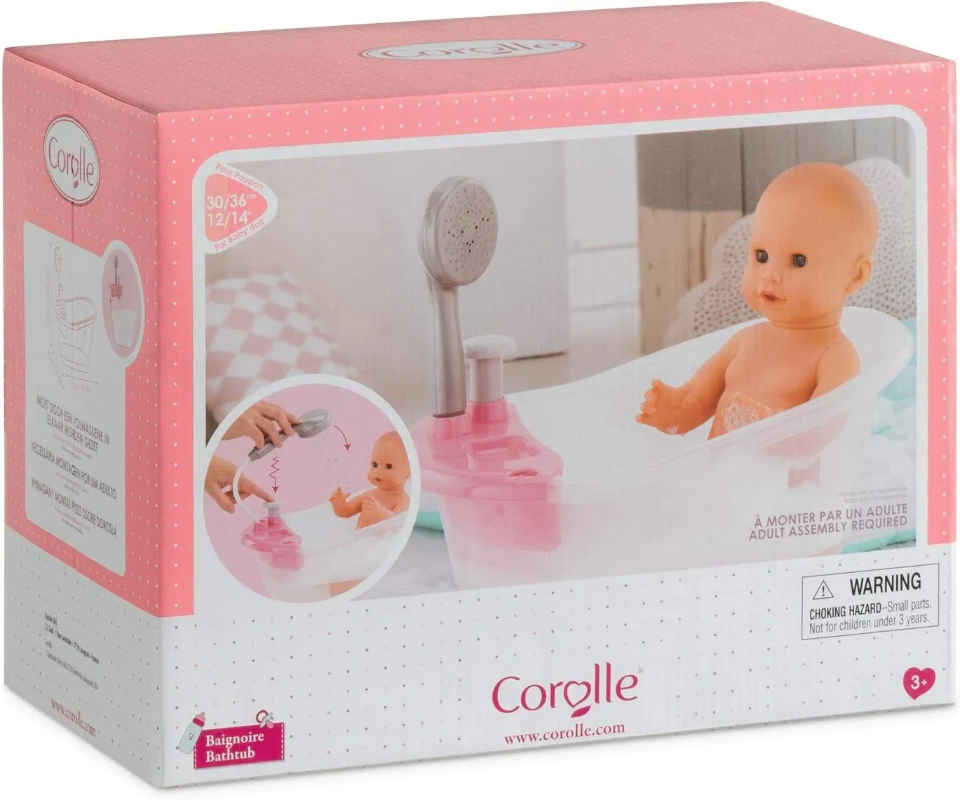 Corolle Baby Doll Bathtub & Shower for 12" / 14" Doll