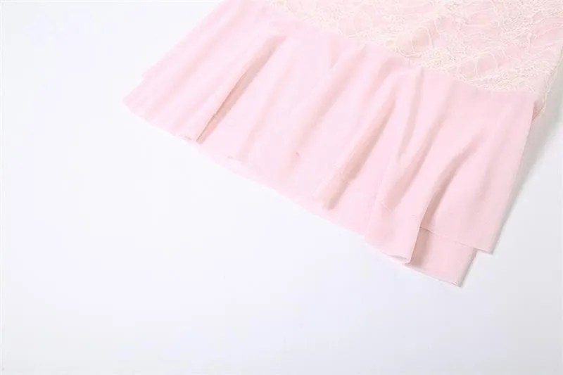 Corset lace patchwork tube ruffle low rise mini skirt set