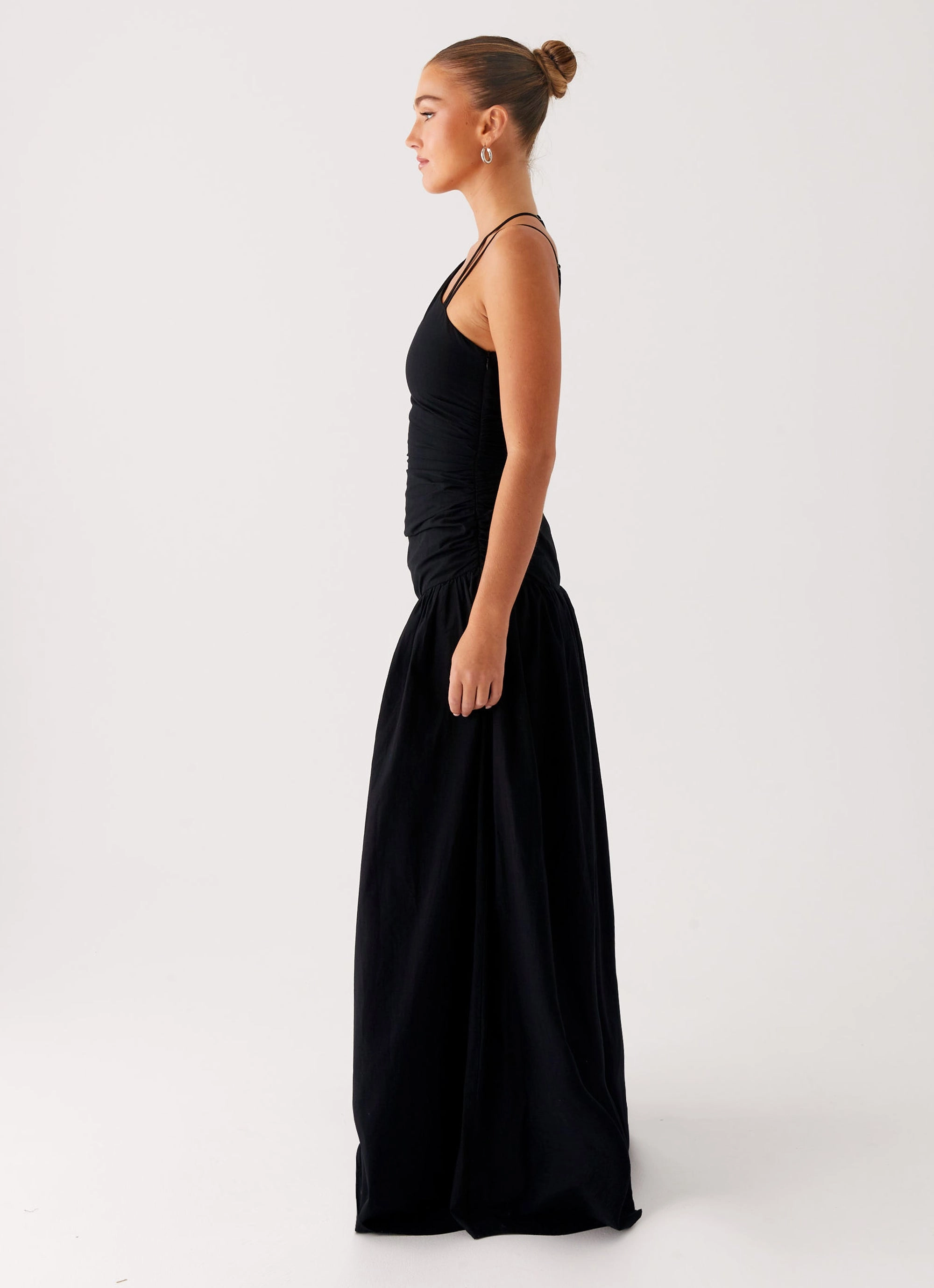 Cortez Maxi Dress - Black Multipurpose Collar Accent