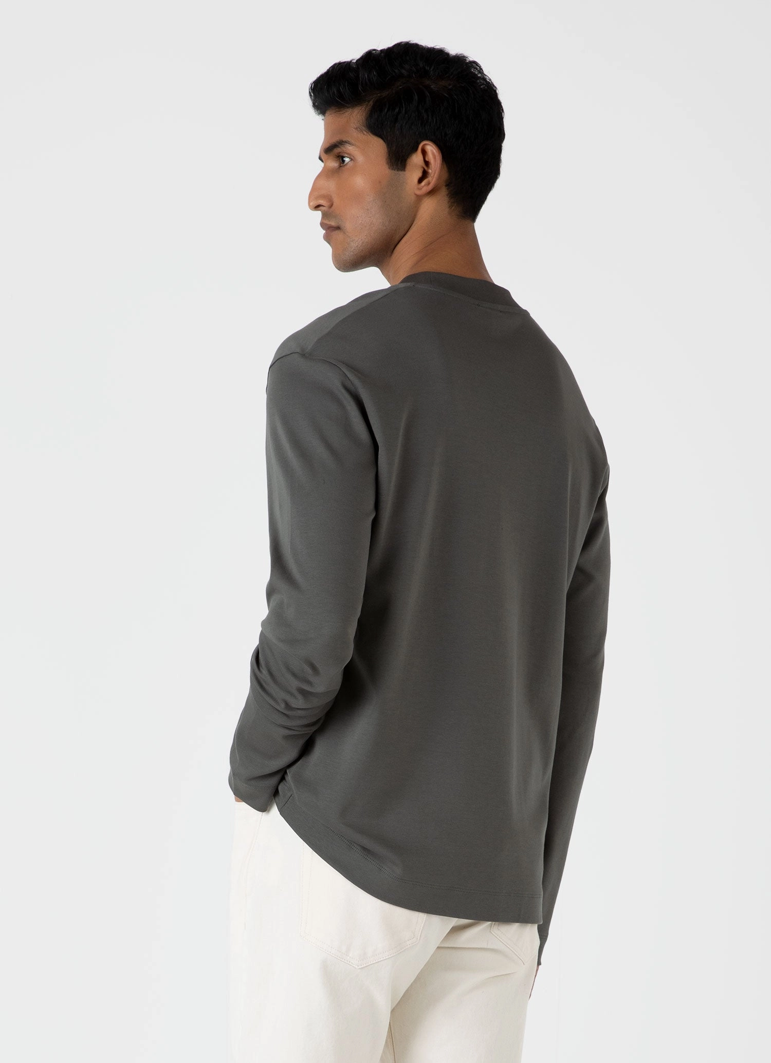 Men's Long Sleeve Heavyweight T-shirt in Drill Green Stylish Everyday Wear Cycling endurance