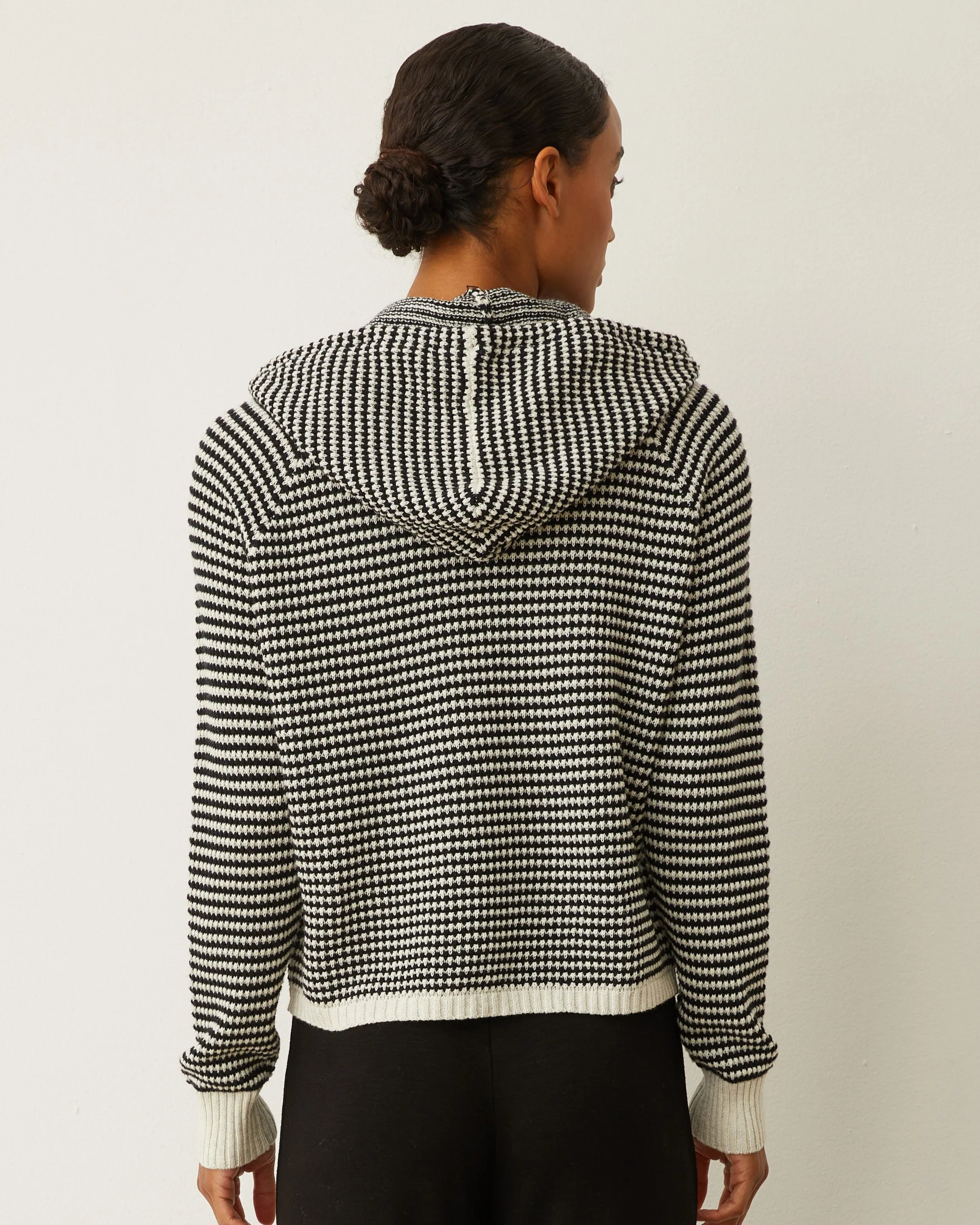 Cotton Cashmere Stripe Lounge Hoody All-Purpose Wear Airflow Ventilation Zones
