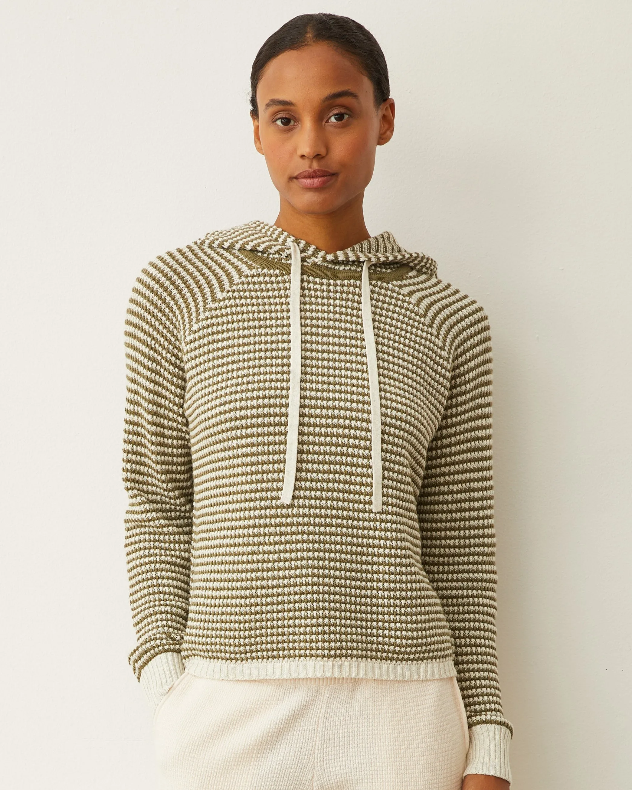 Cotton Cashmere Stripe Lounge Hoody OdorResistantTreatment