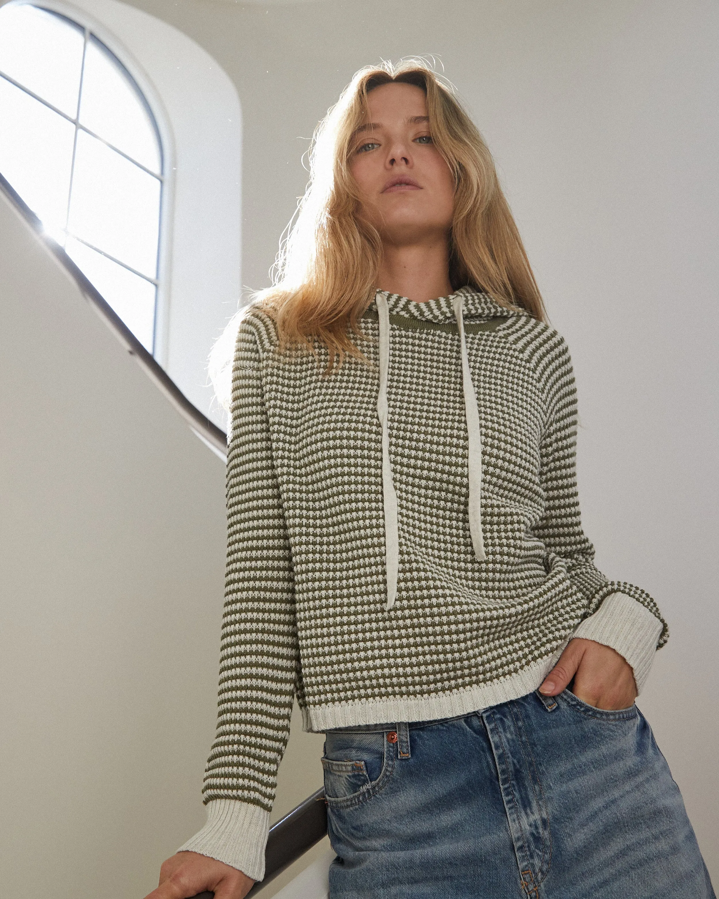 Cotton Cashmere Stripe Lounge Hoody Fashion Statement