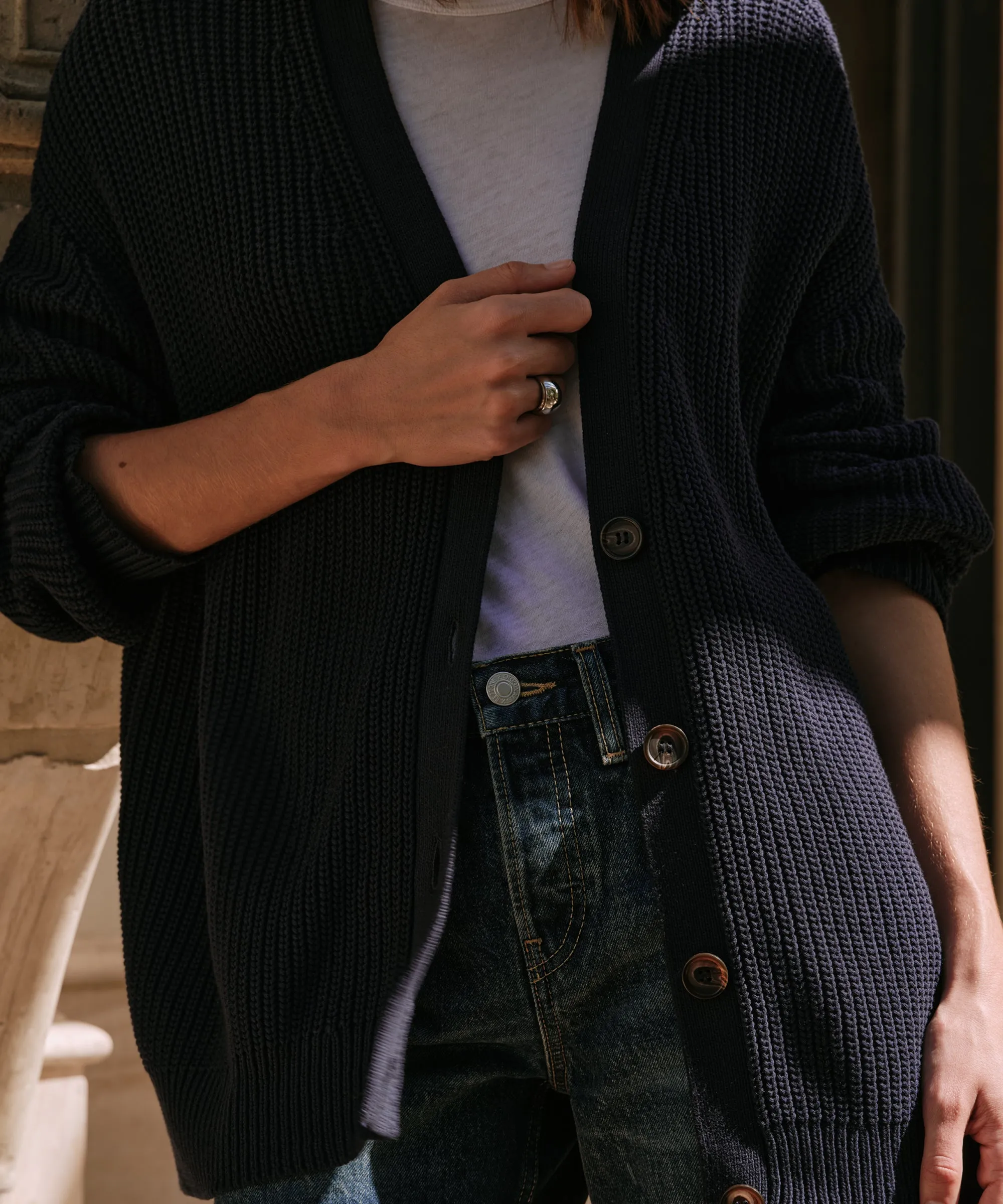 Cotton Cocoon Cardigan Durable Reinforced Elbows AntiOdor