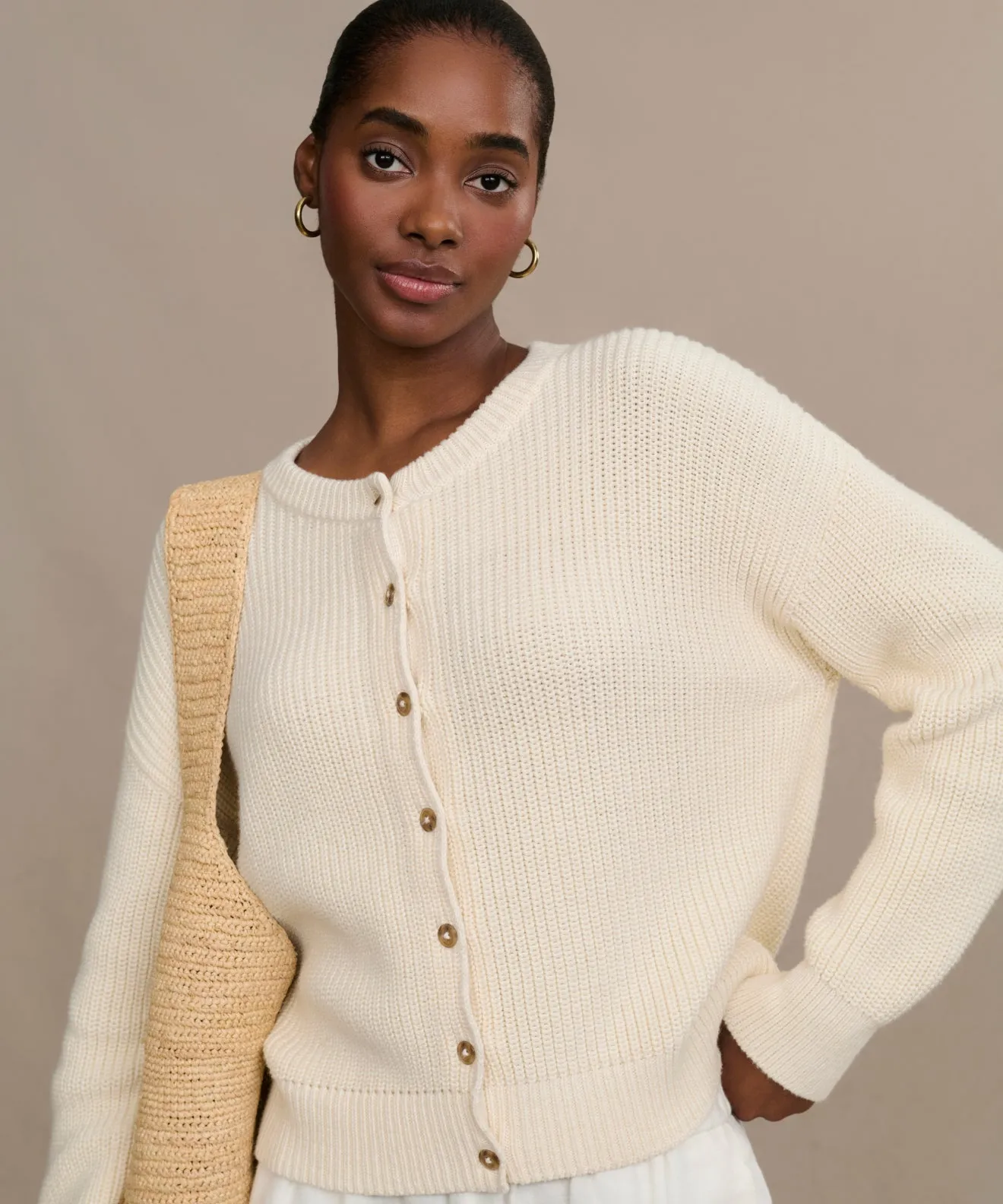 OrganicCotton Cotton Hayes Crewneck Cardigan