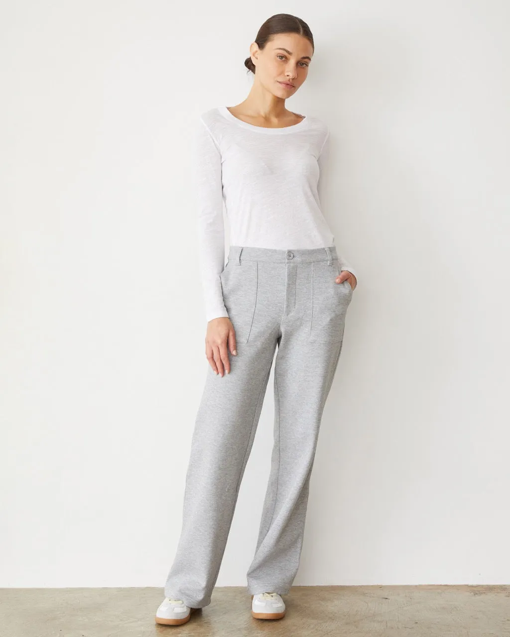 Stretch waistband breath easy Cotton Knit Patch Pocket Pant