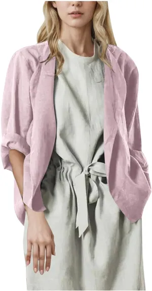 Cotton Linen Cardigan for Women Lightweight Spring Summer Blazer Sun Protection Shirts Long Sleeve Open Front Cover Up