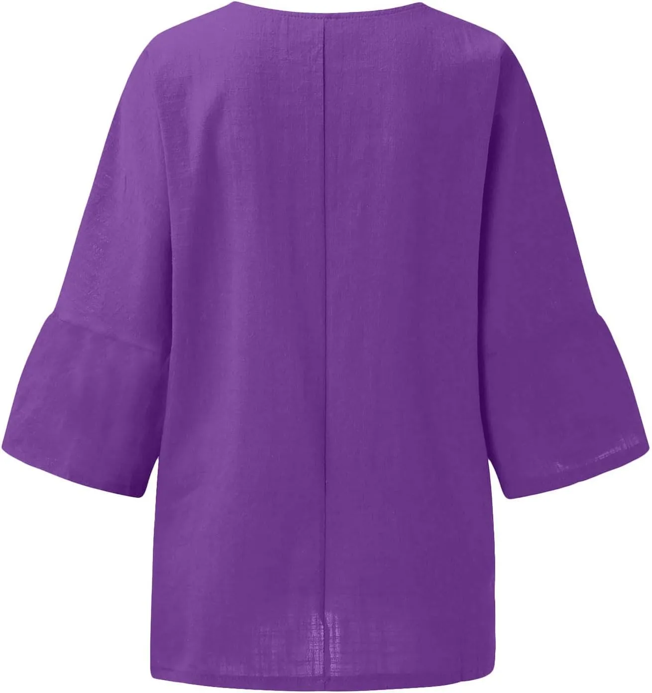 Cotton Linen Tops for Women Dressy Pleated 3/4 Sleeve Blouses Casual 2025 Summer Side Split Plus Size Tunic Tshirts